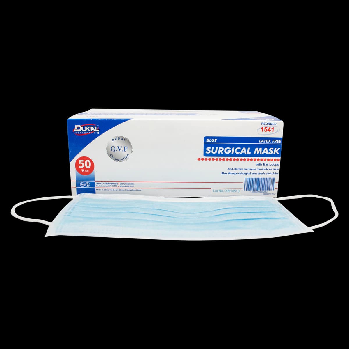 Dukal Earloop Mask Surgical ASTM Level 1, Blue, Disposable, 50/Box - Earloop Mask Surgical L1 - Image 1