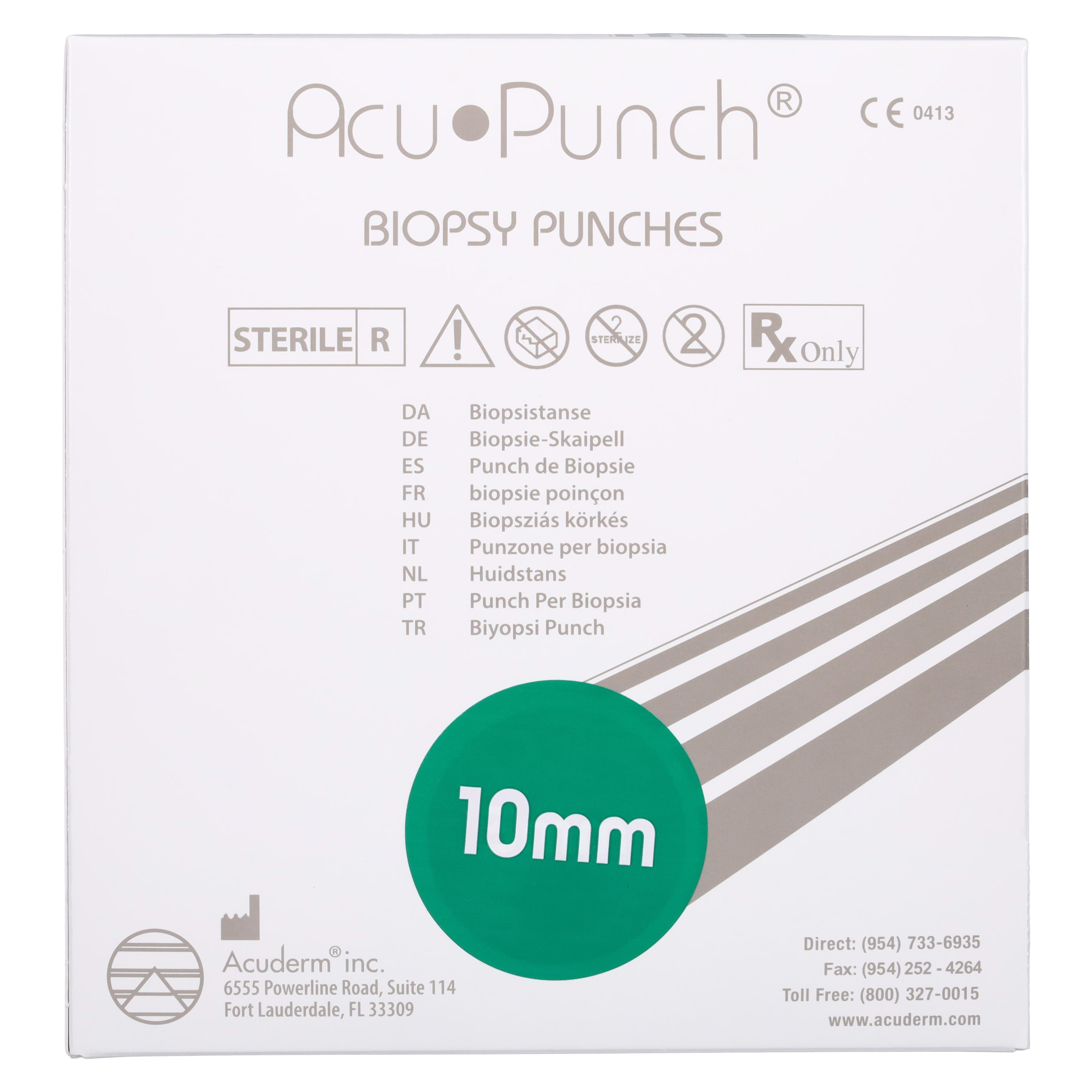 Acu-Punch Dermal Biopsy Punch, 10mm, Stainless Steel Blade, Sterile, Disposable, 50/Box thumbnail 4