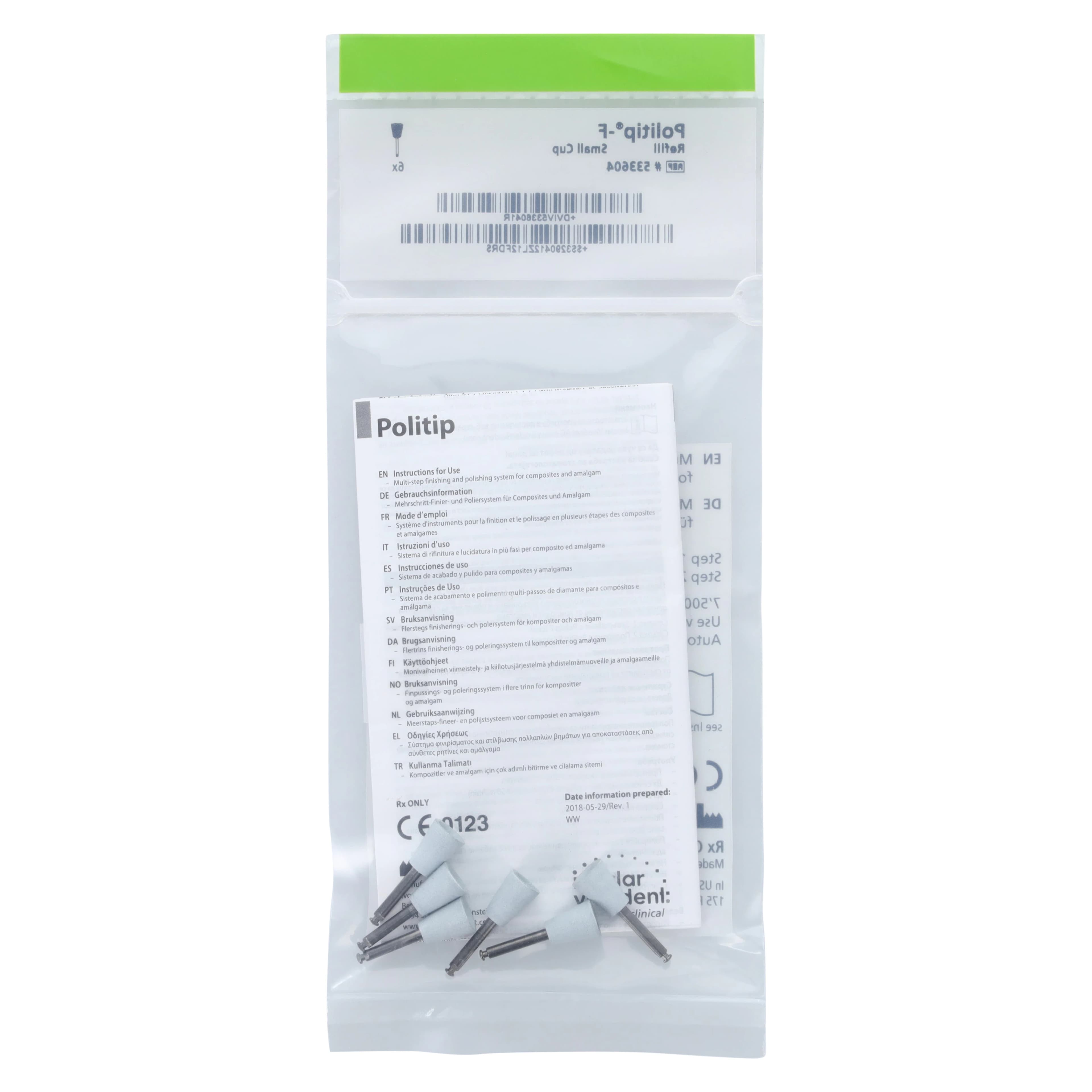 Ivoclar Vivadent Politip-F Finishers, Small Cup (D), Gray, 6/Pack, #533604 - Politip-F Finishers Small Cup Gray 6Pk - Image 1