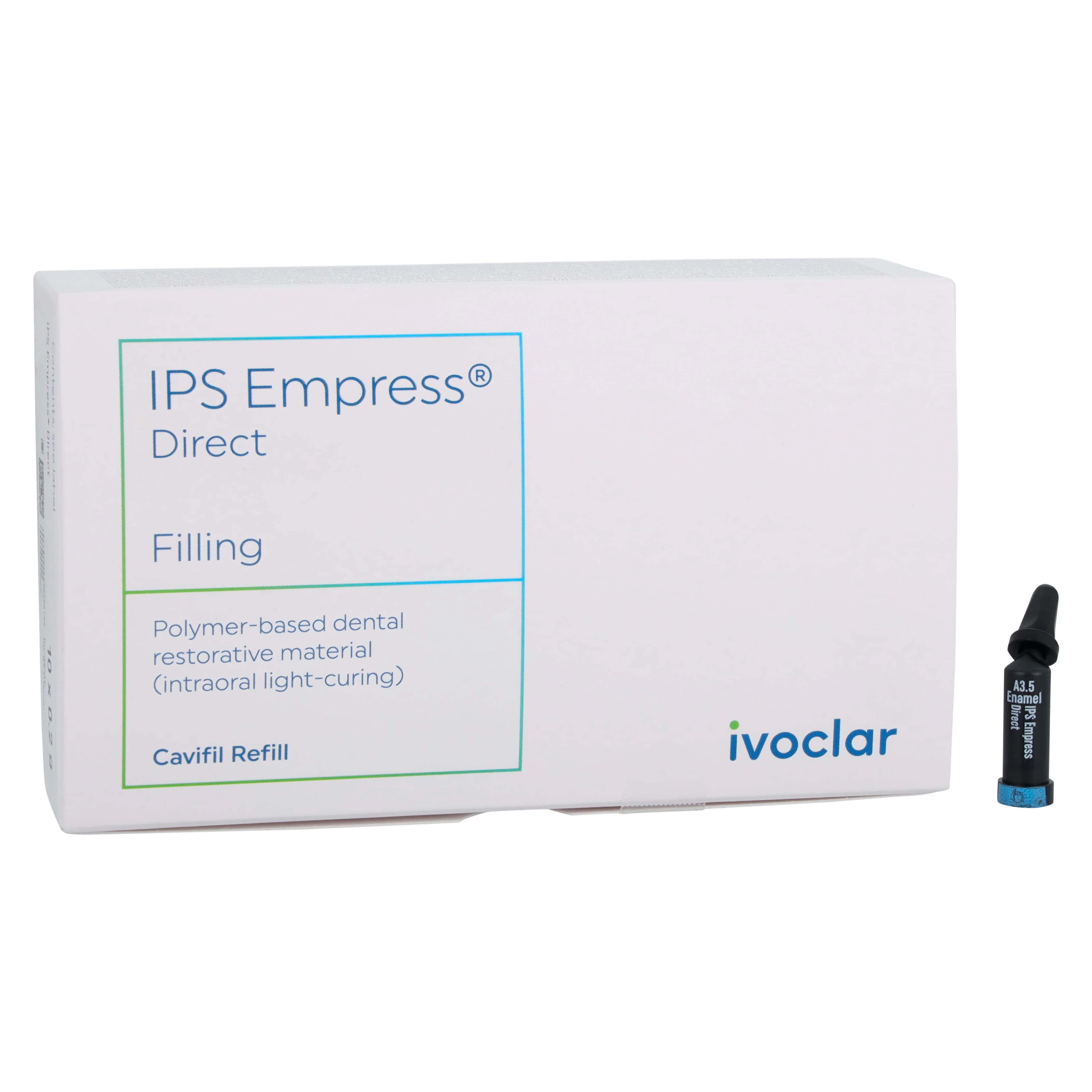 IPS Empress Direct Light-Curing Nanohybrid Composite, A3.5 Enamel, 0.2 g Cavifil Refill, 10/Pkg, 627273AN - Empress Direct 0.2g A3.5 Enamel Refill Pack of 10 - Image 1