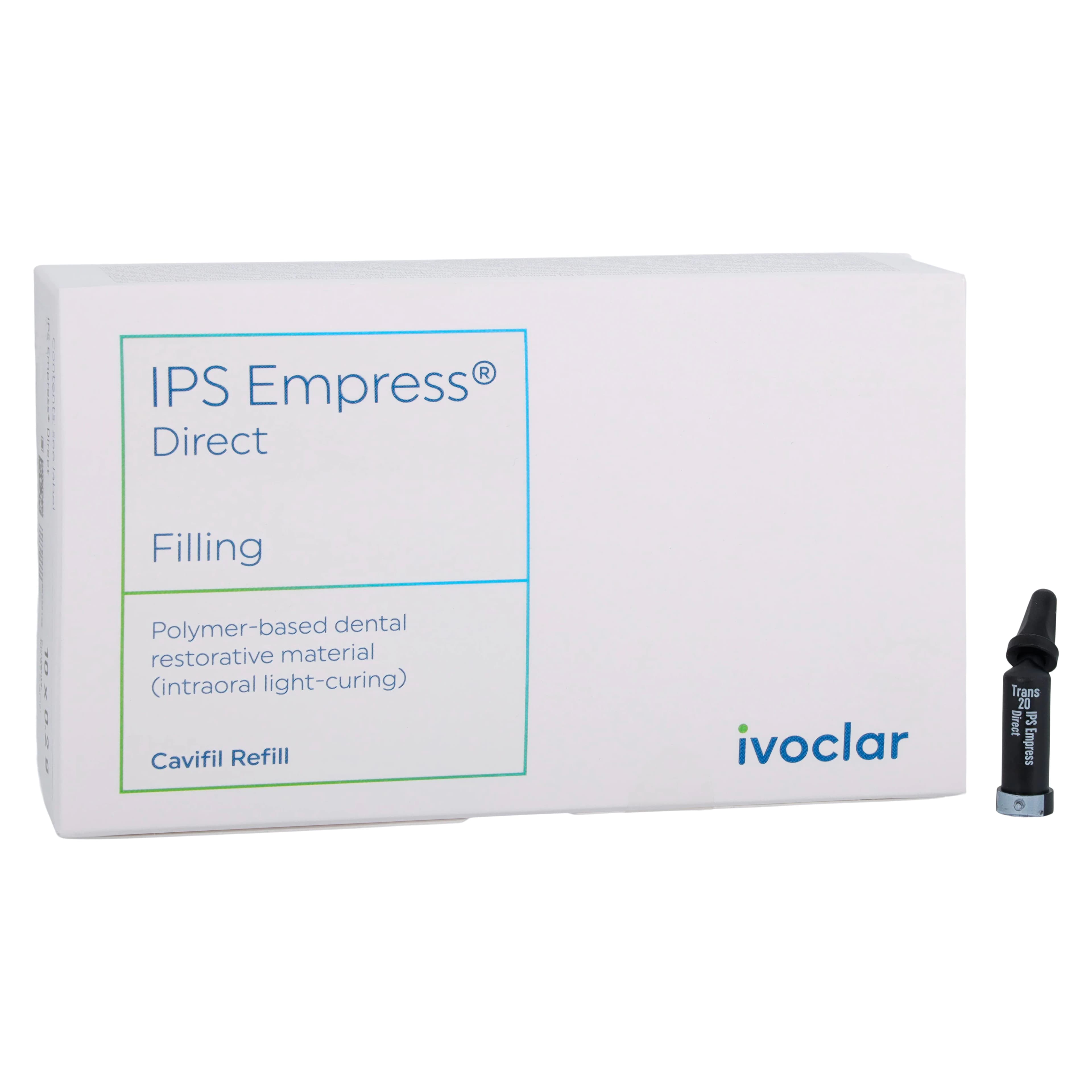 IPS Empress Direct Light-Curing Nanohybrid Composite, Trans 20 Translucent, 0.2 g Cavifil Refill, 10/Pkg, 627286AN - Empress Direct 0.2g Trans 20 Refill Pack of 10 - Image 1
