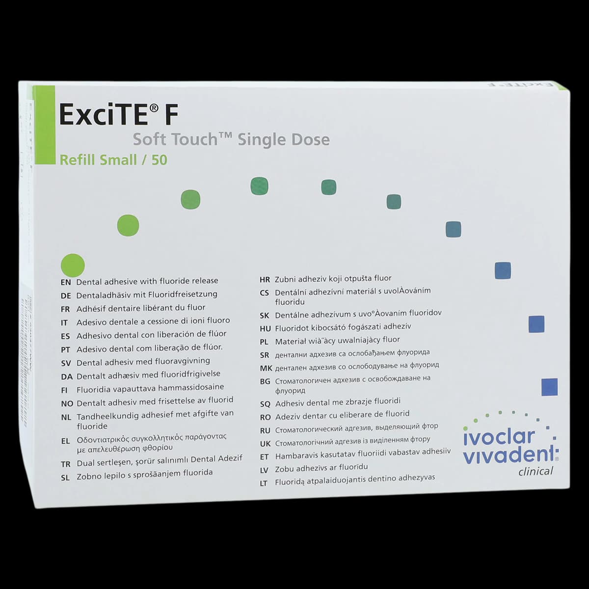 ExciTE F Light-Curing Total-Etch Adhesive, Single Dose Refill, 0.1 ml, 50/Pkg, 630377WW - ExciTE F Single Dose Regular 0.1ml Refill Pack of 50 - Image 1