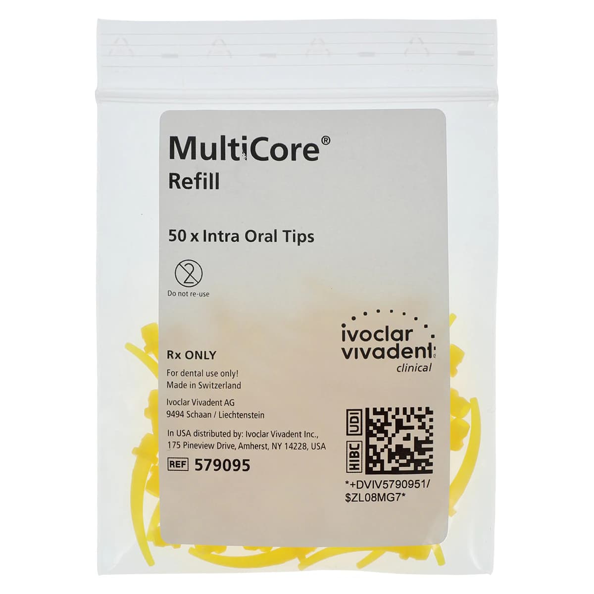 MultiCore Flow Intraoral Tips Refill, Yellow, 50/Pkg, 579095 - MultiCore Intra Oral Tips Refill Yellow Bag of 50 - Image 1