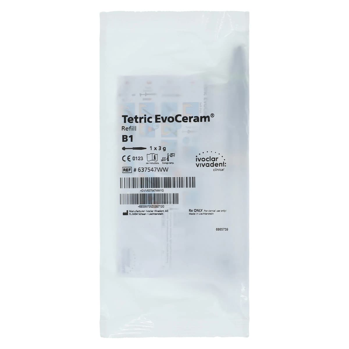 Tetric EvoCeram Nanohybrid Composite Refill Syringe, Shade B1, 3g, 637547WW - Tetric EvoCeram® Refills Enamel Shades B1 Syringe 3g - Image 1