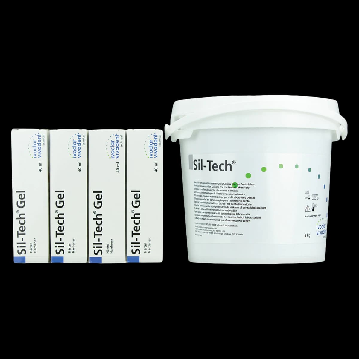 Sil-Tech Putty & Gel Kit, Lab Putty C Silicone, Fast Set, 5 kg Bulk Package with 2x60 mL Gel Tubes - Sil-Tech Putty & Gel Kit - Image 1