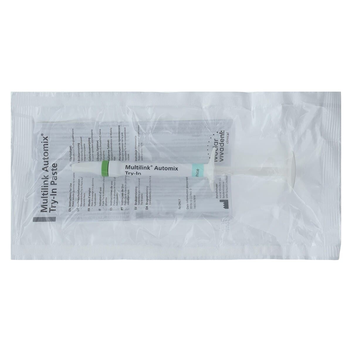 Multilink Automix NG Try-In Paste Syringe, 1.7 g, Shade White, 645959WW thumbnail 2