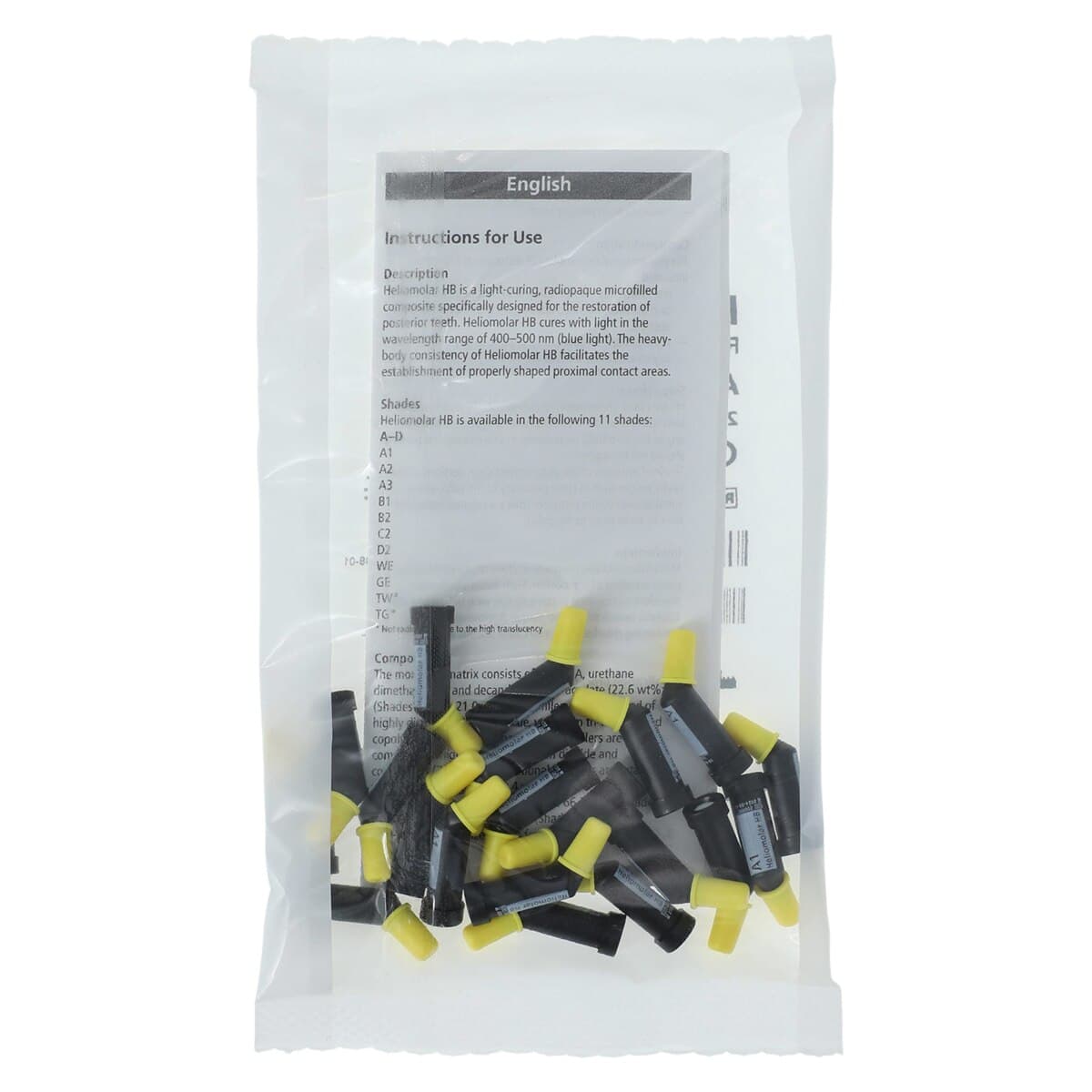 Heliomolar HB Posterior Composite, Shade A1, 0.25 g Cavifil Refill, 20/Box, 560066AN thumbnail 2