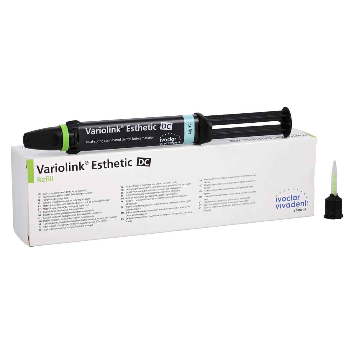 Variolink Esthetic DC Dual-Curing Luting Composite Refill, Light Shade, 9g Automix Syringe, 15 Mixing Tips, 666122WW thumbnail 2