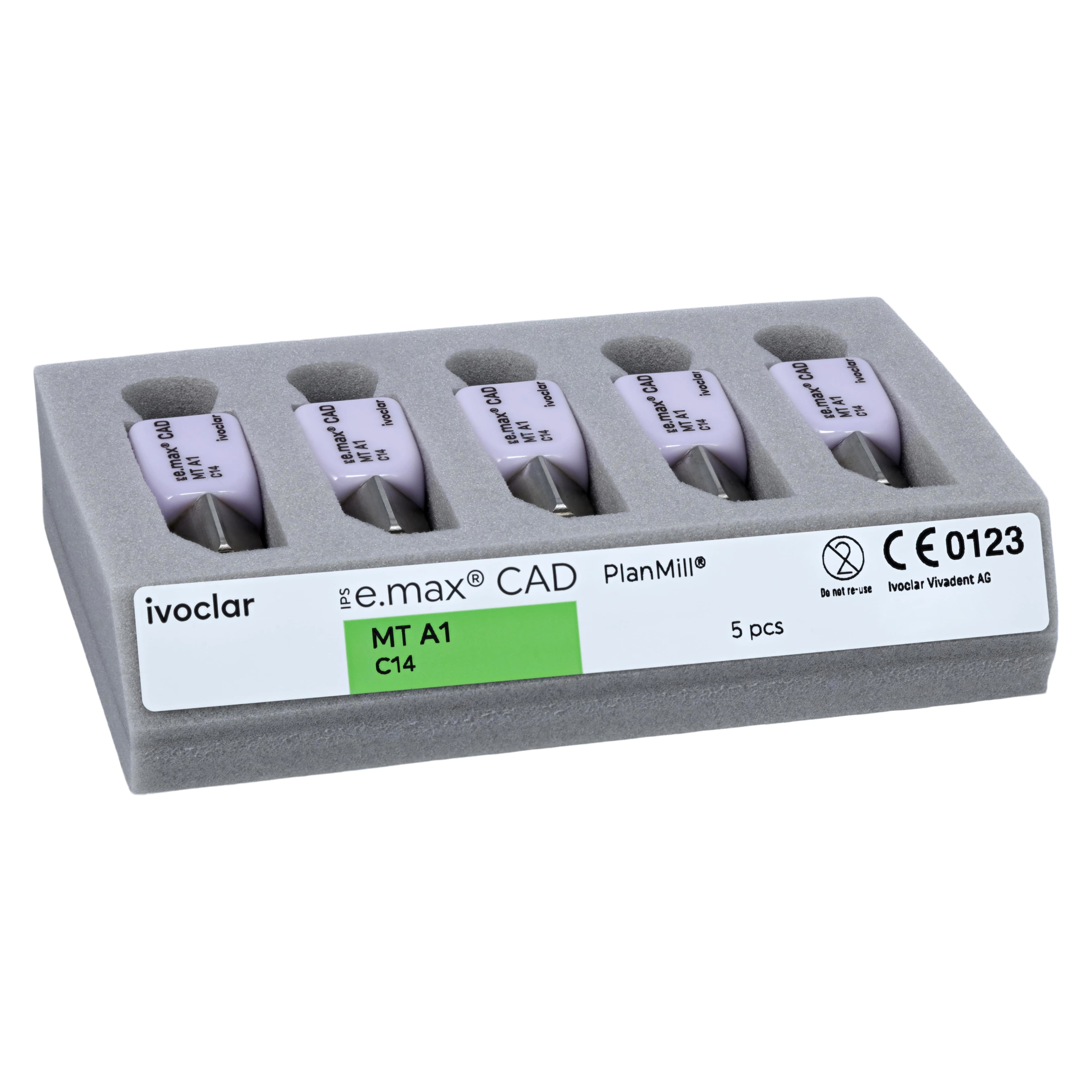 IPS e.max CAD PlanMill MT A1 C14 Milling Blocks, Medium Translucency, Shade A1, 5/Box thumbnail 3