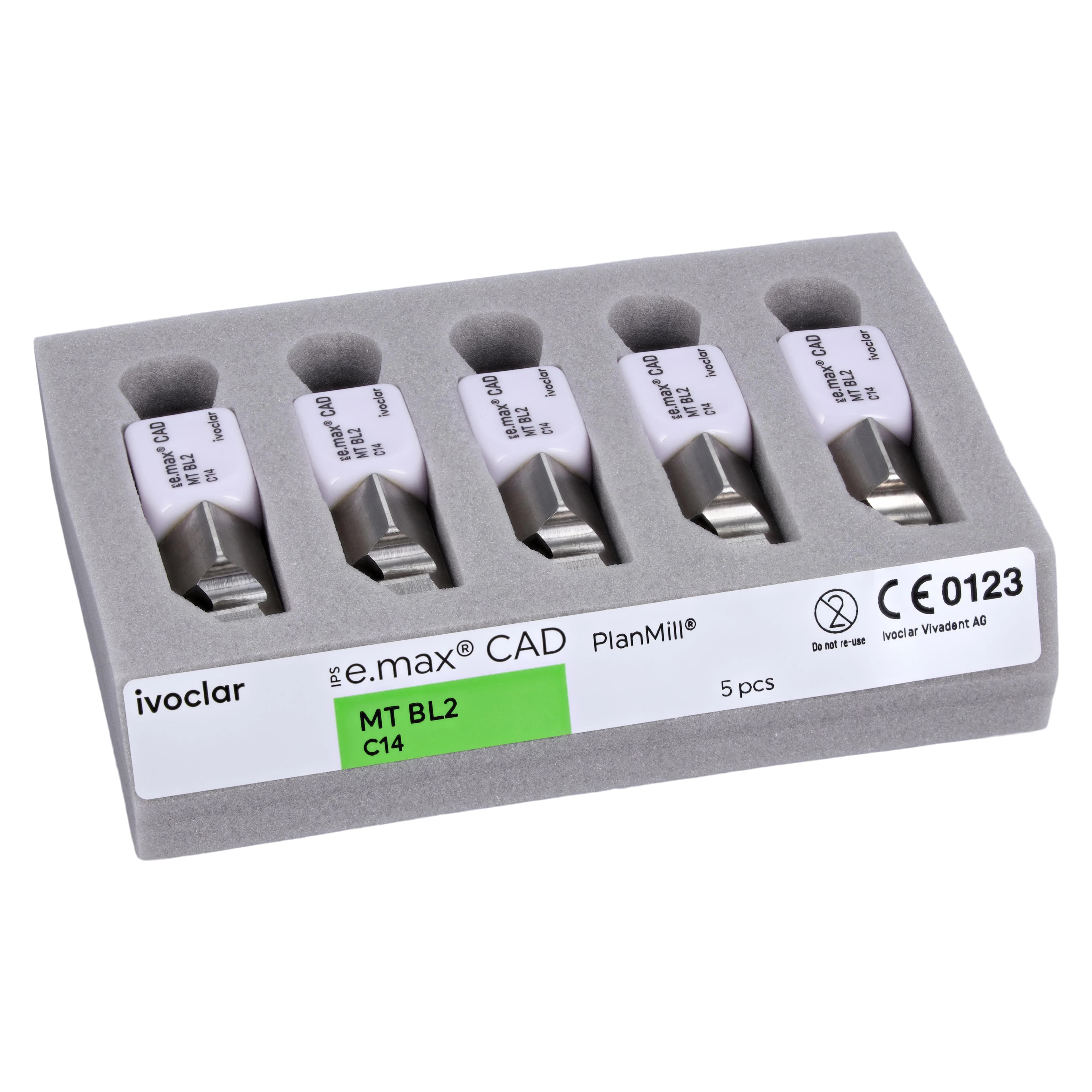 IPS e.max CAD PlanMill Blocks, Medium Translucency (MT), C14, Shade BL2, 5/Box thumbnail 3