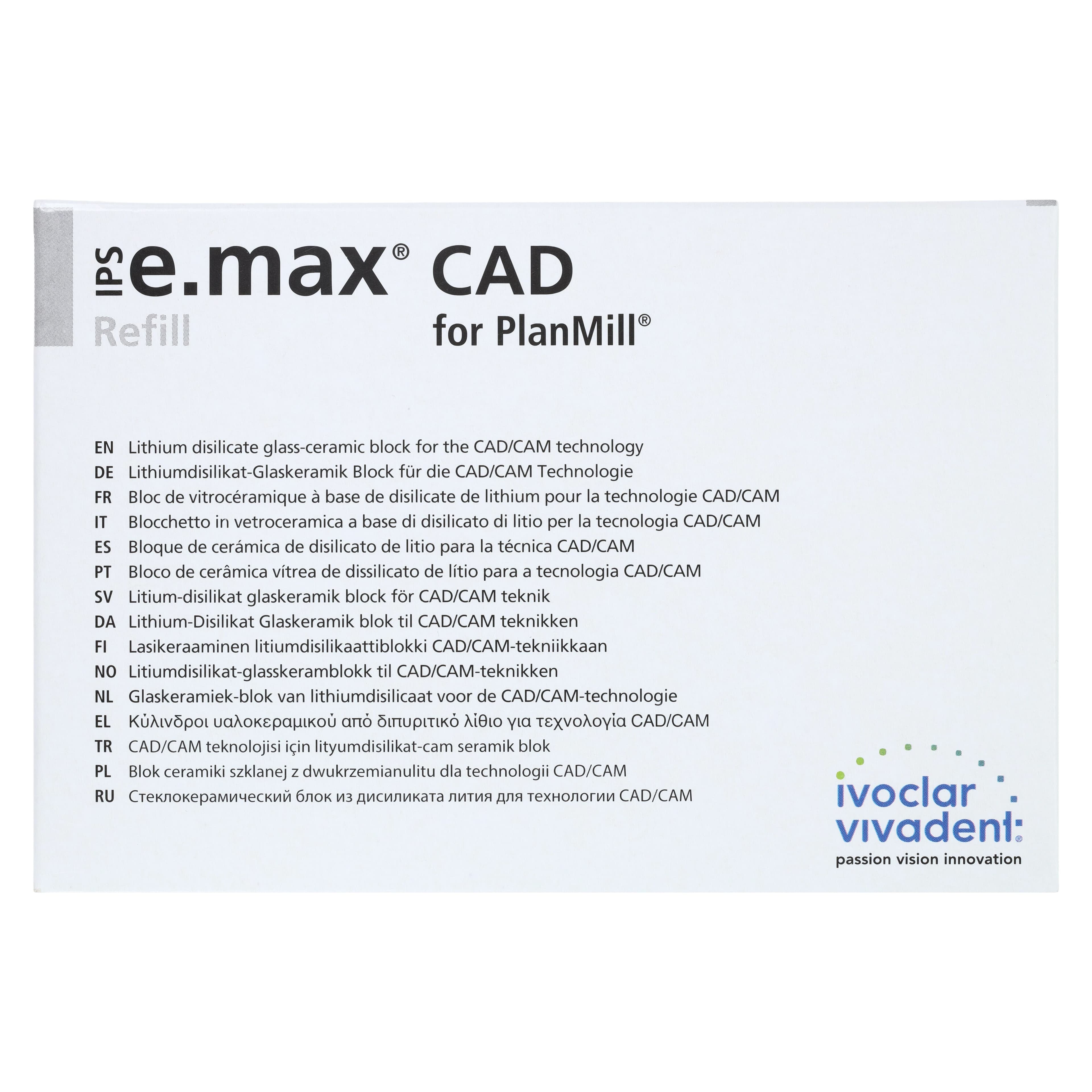 IPS e.max CAD PlanMill Blocks, Medium Translucency, Shade BL3, Size C14, 5/Box thumbnail 4