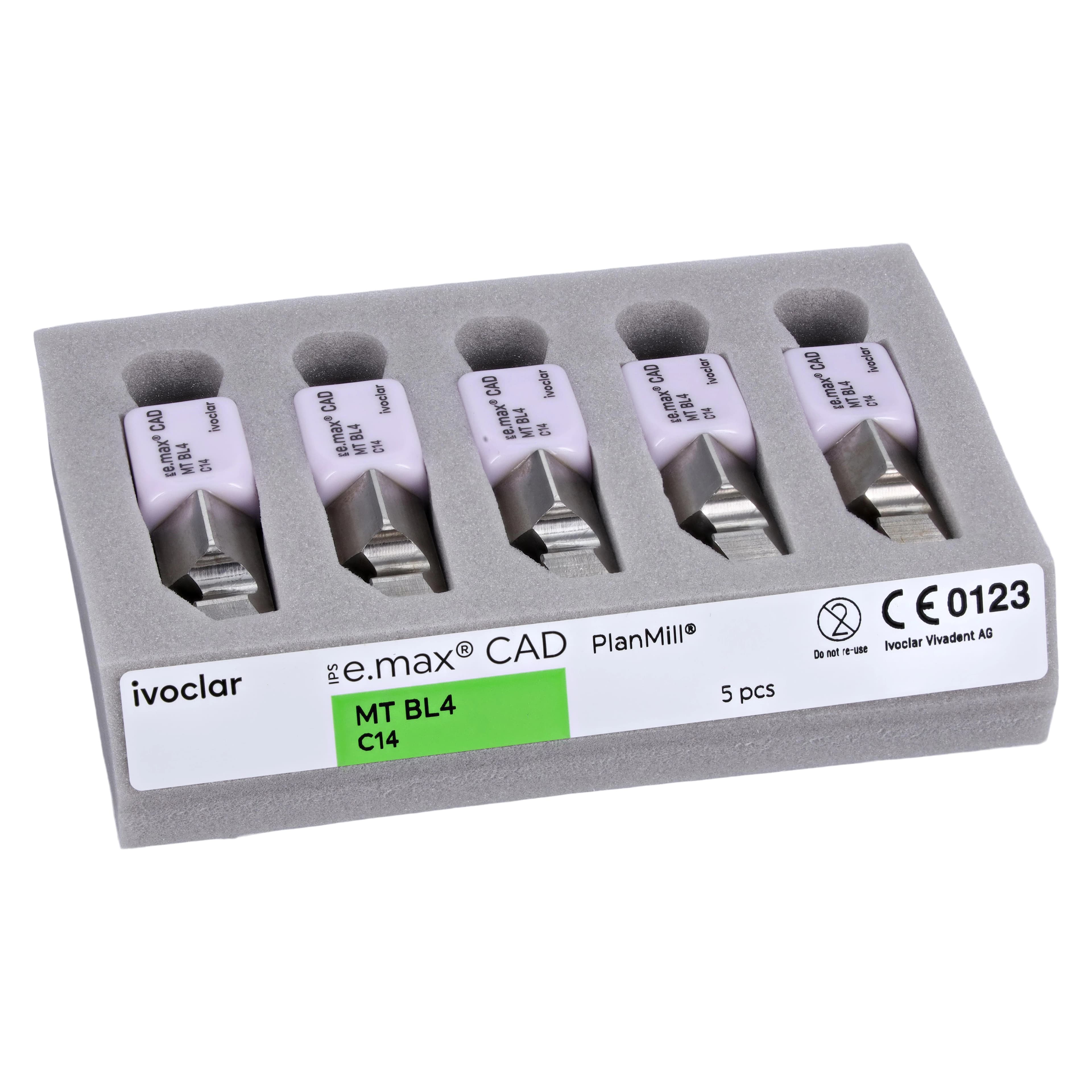 IPS e.max CAD PlanMill Blocks, Medium Translucency, Shade BL4, Size C14, 5/Box thumbnail 3