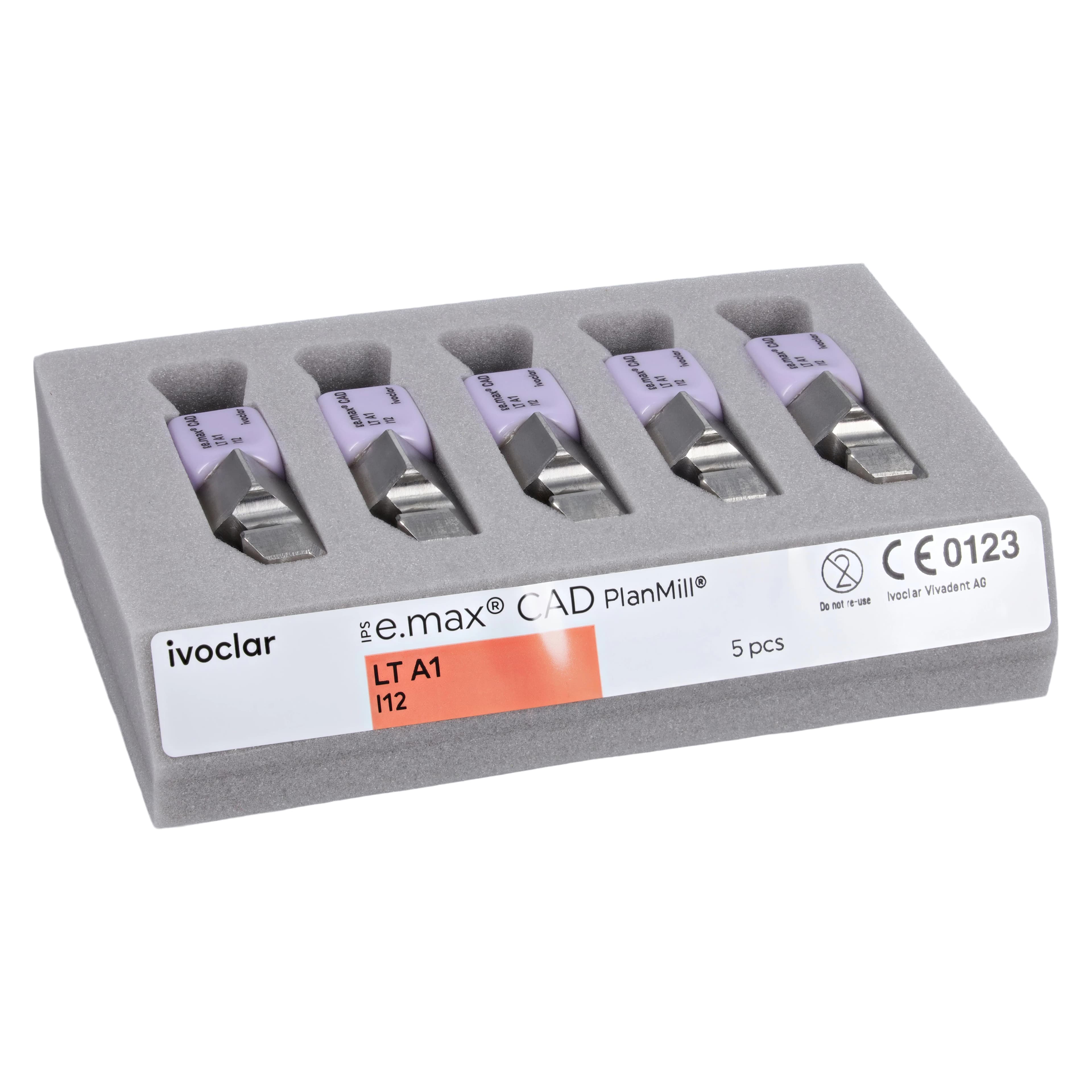 IPS e.max CAD PlanMill Blocks, Low Translucency, Shade A1, I12, 5/Box thumbnail 3