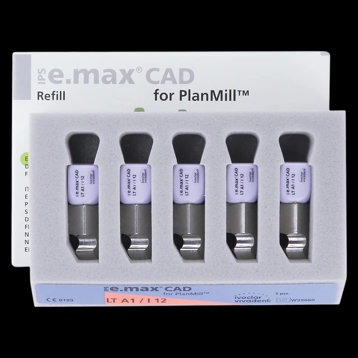 IPS e.max CAD PlanMill Blocks, Low Translucency, Shade A1, I12, 5/Box - IPS e.max CAD Blocks PlanMill LT A1 I12 (5) - Image 1