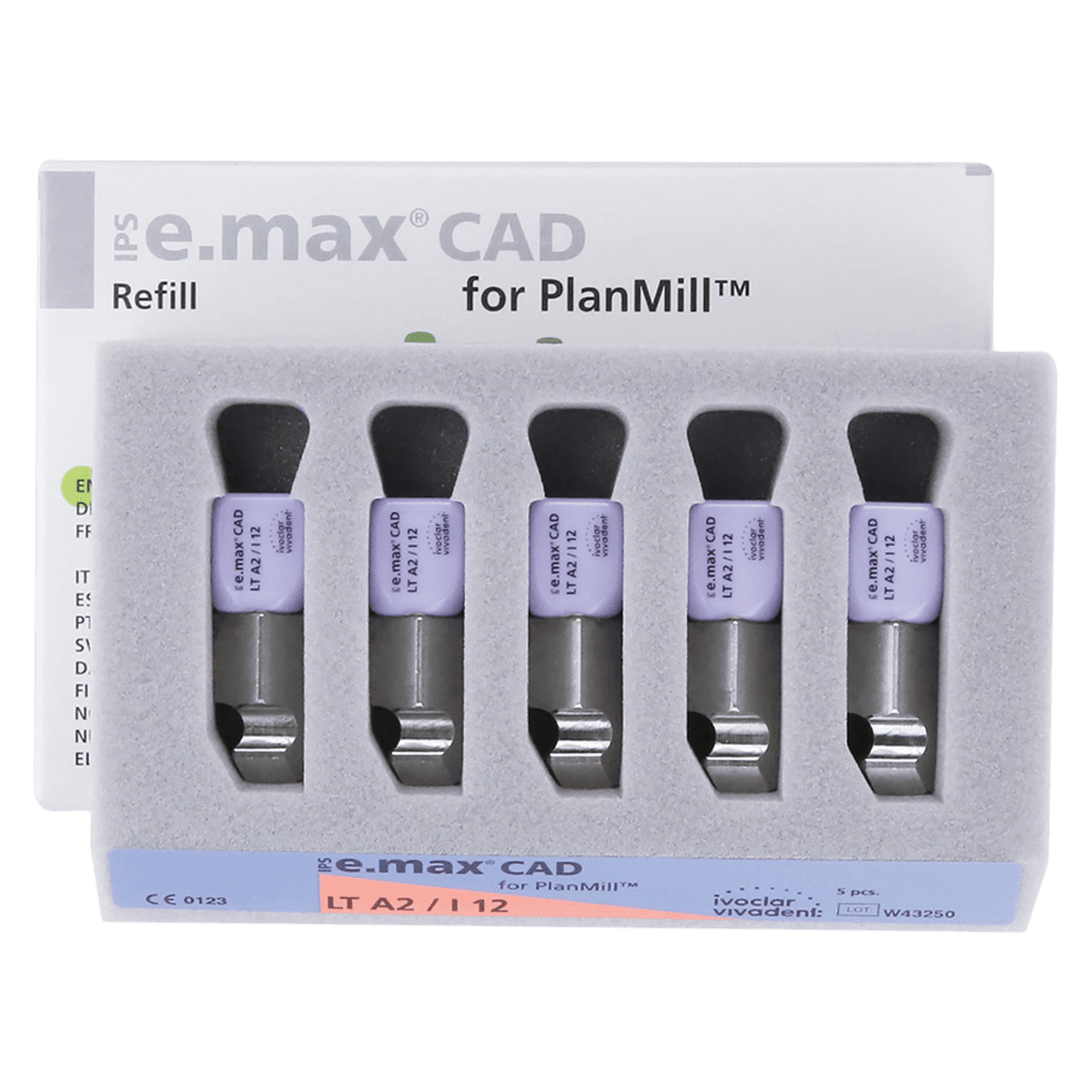 IPS e.max CAD PlanMill LT I12 A3 Lithium Disilicate Milling Blocks, Low Translucency, Shade A3, 5/Box thumbnail 2