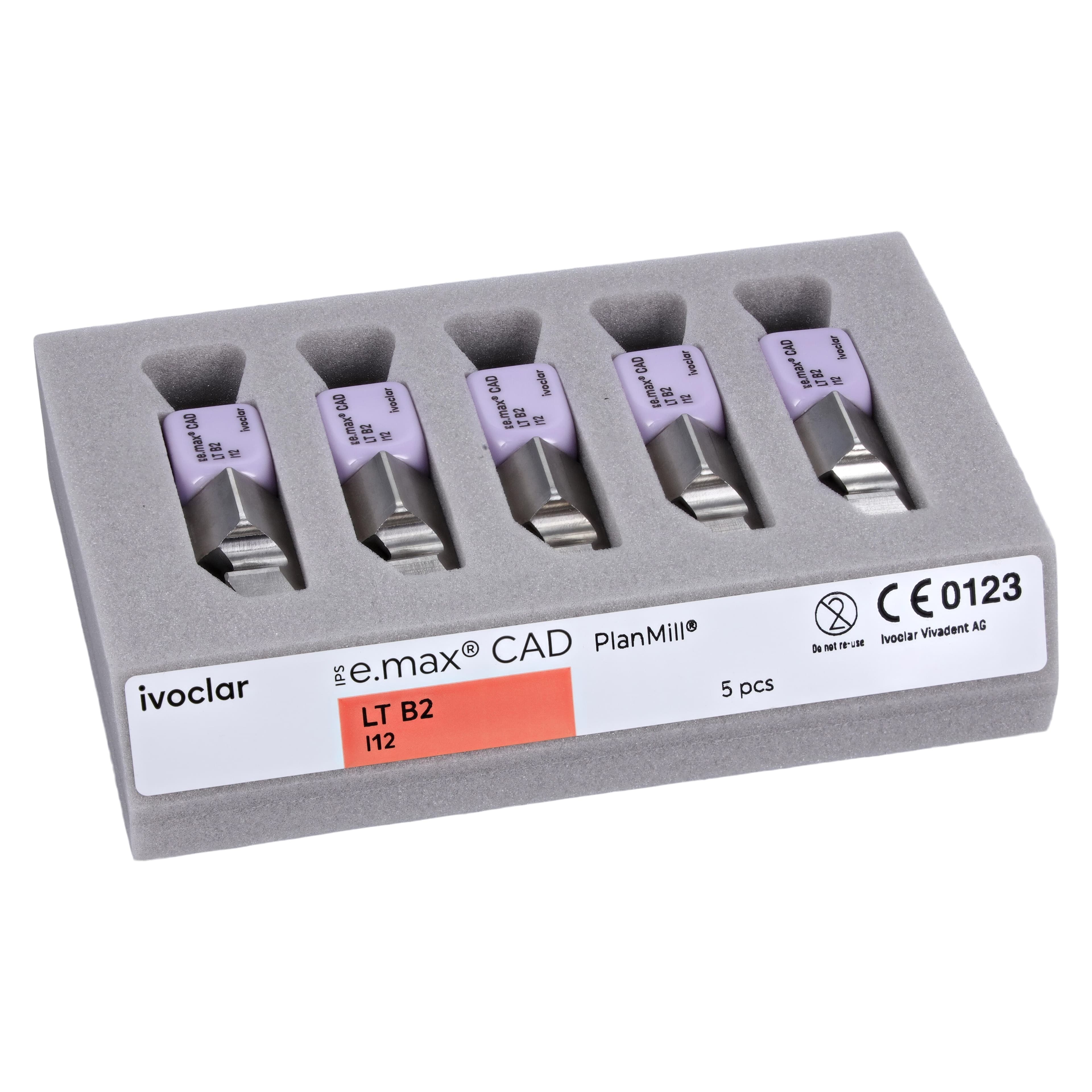 IPS e.max CAD PlanMill Blocks, Low Translucency, Shade B2, I12, 5/Box thumbnail 3