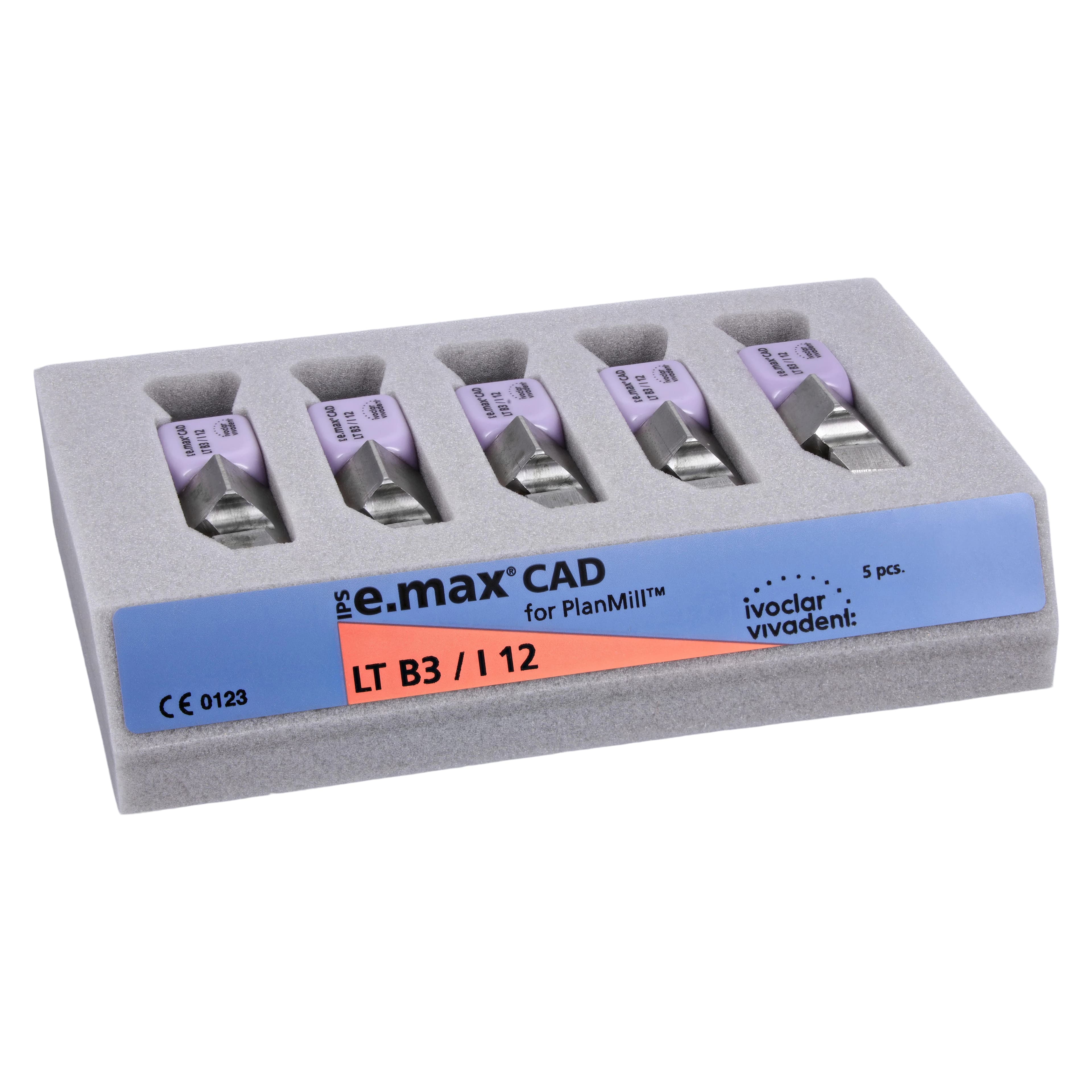 IPS e.max CAD PlanMill LT B3 I12 Lithium Disilicate Milling Blocks, Low Translucency, Shade B3, 5/Box thumbnail 3