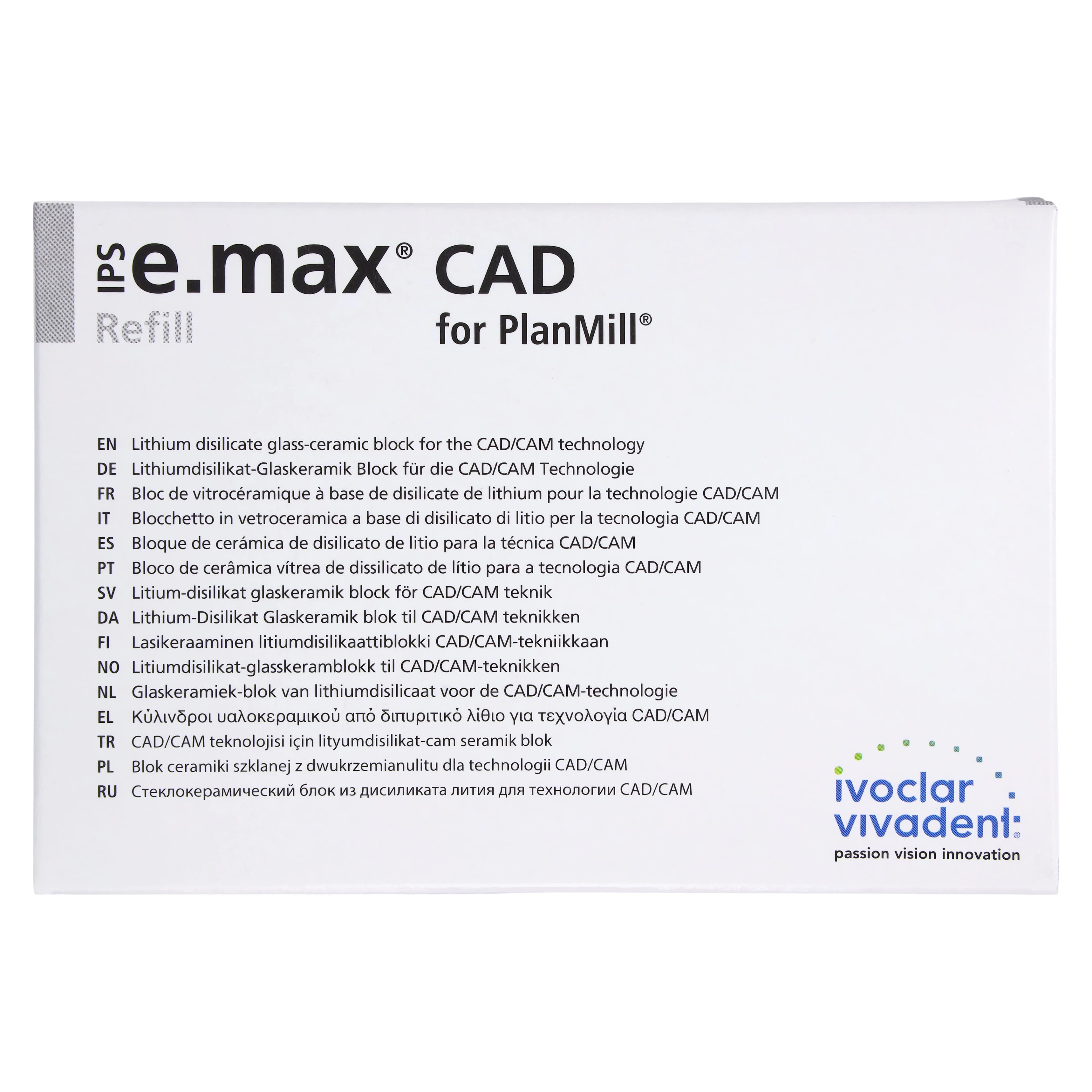 IPS e.max CAD PlanMill LT B3 I12 Lithium Disilicate Milling Blocks, Low Translucency, Shade B3, 5/Box thumbnail 4