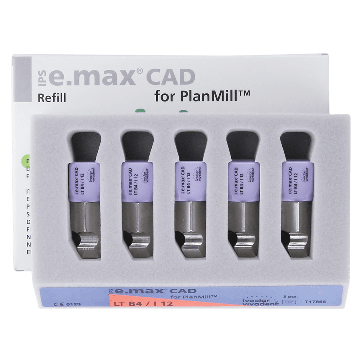 IPS e.max CAD PlanMill Blocks, Low Translucency, Shade B4, I12, 5/Box thumbnail 2