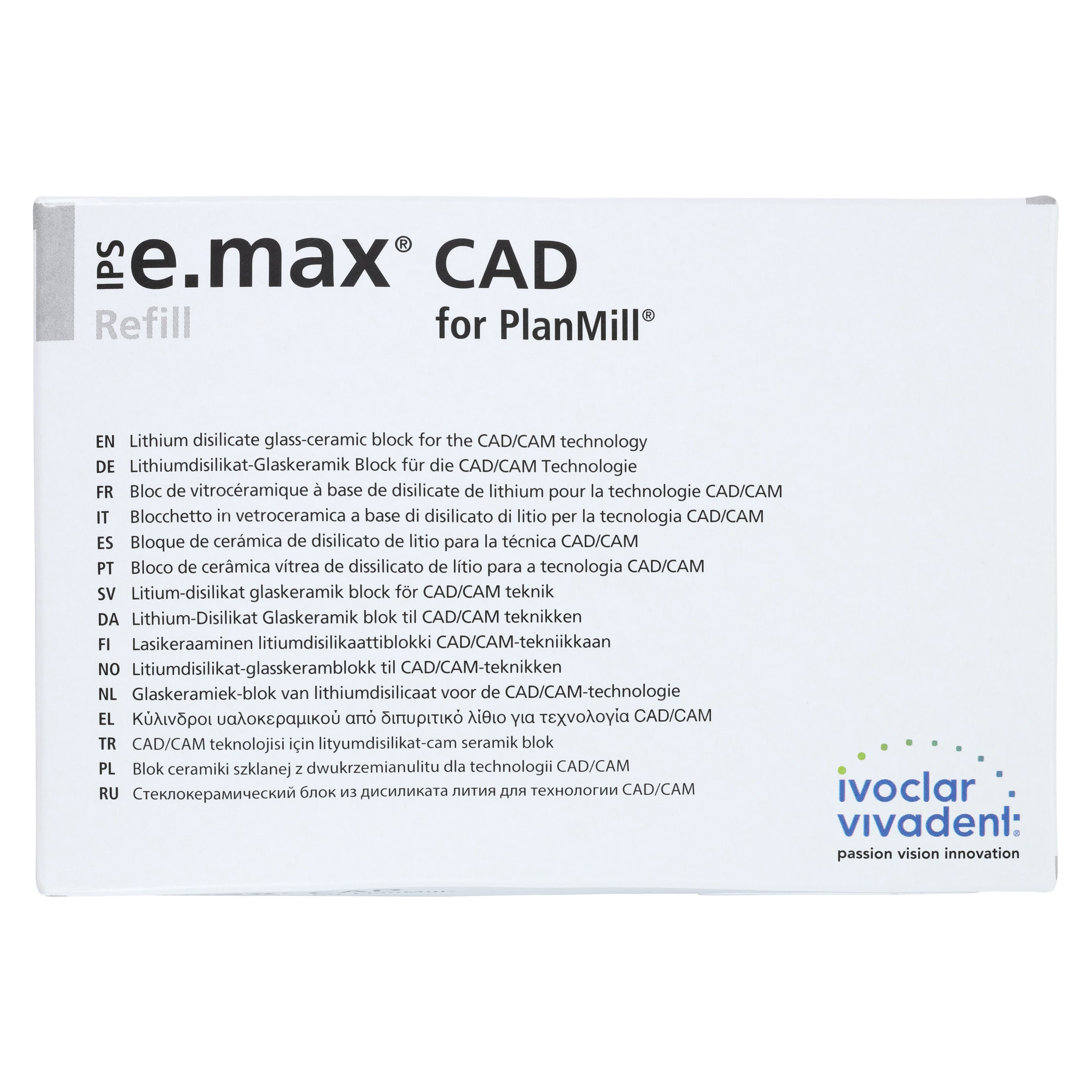 IPS e.max CAD PlanMill Blocks, Low Translucency, Shade D4, I12, 5/Box thumbnail 4