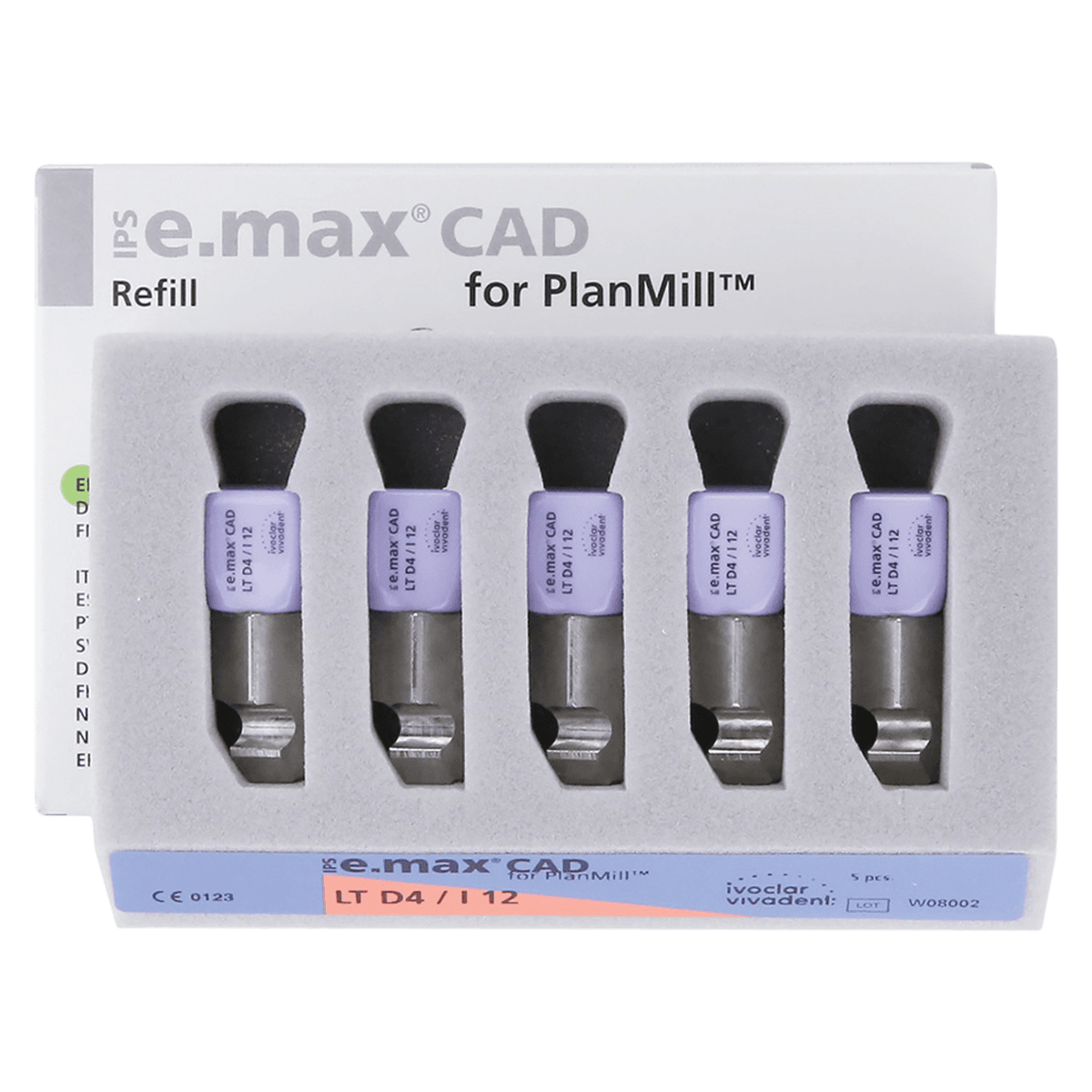 IPS e.max CAD PlanMill Blocks, Low Translucency, Shade D4, I12, 5/Box thumbnail 2