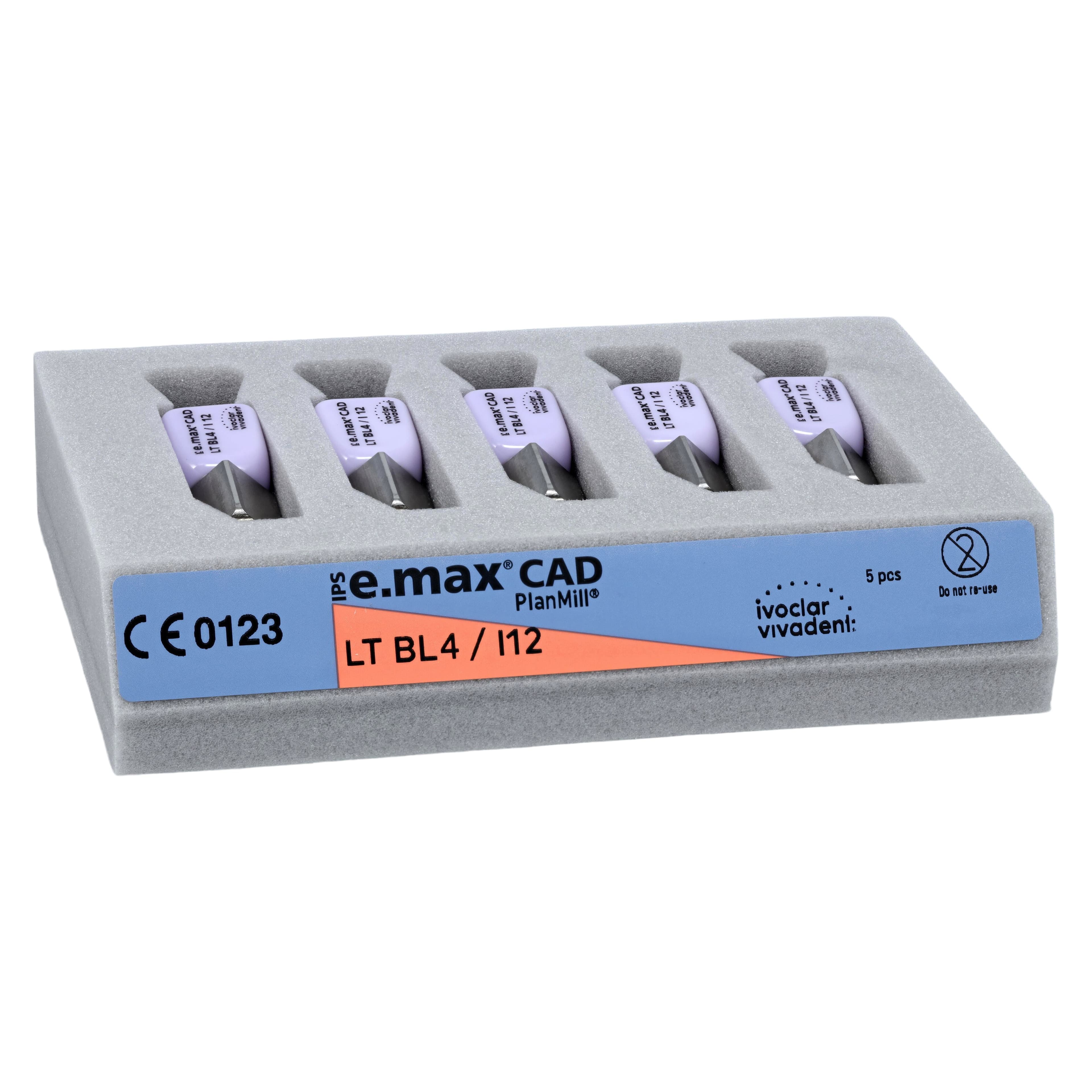 IPS e.max CAD PlanMill Blocks LT I12 BL4, Low Translucency, Lithium Disilicate, 5/Box thumbnail 3