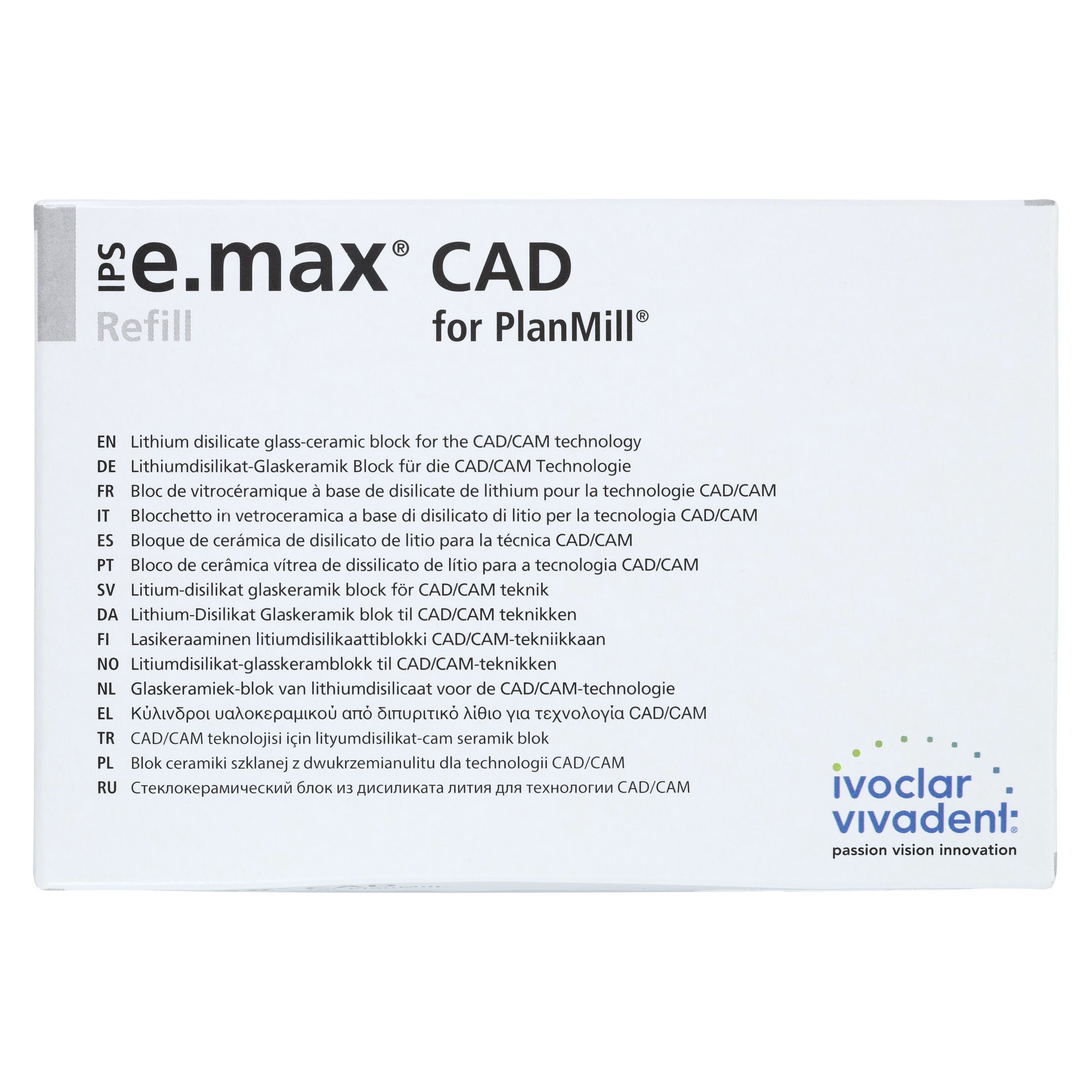 IPS e.max CAD PlanMill Blocks LT I12 BL4, Low Translucency, Lithium Disilicate, 5/Box thumbnail 4