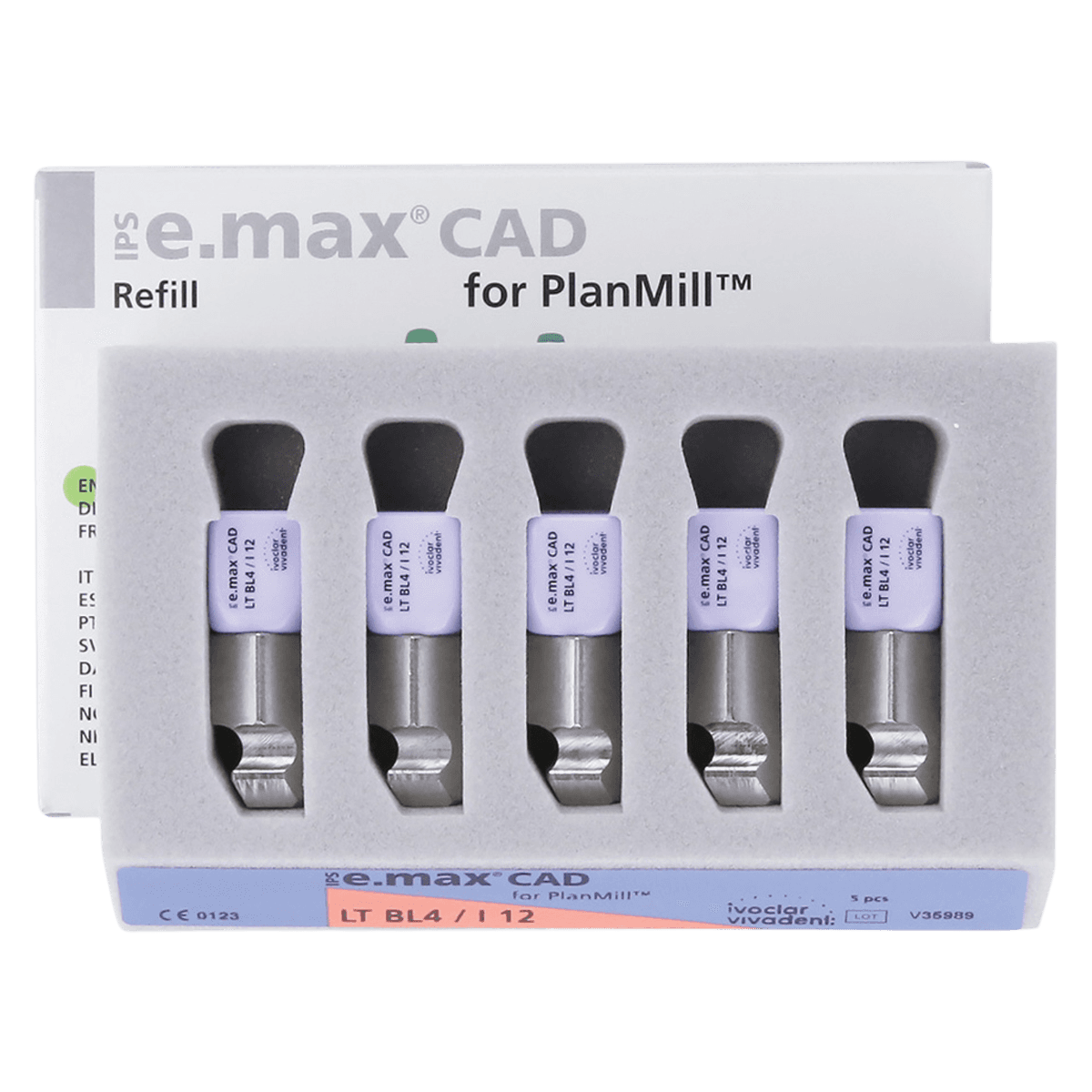 IPS e.max CAD PlanMill Blocks LT I12 BL4, Low Translucency, Lithium Disilicate, 5/Box thumbnail 2
