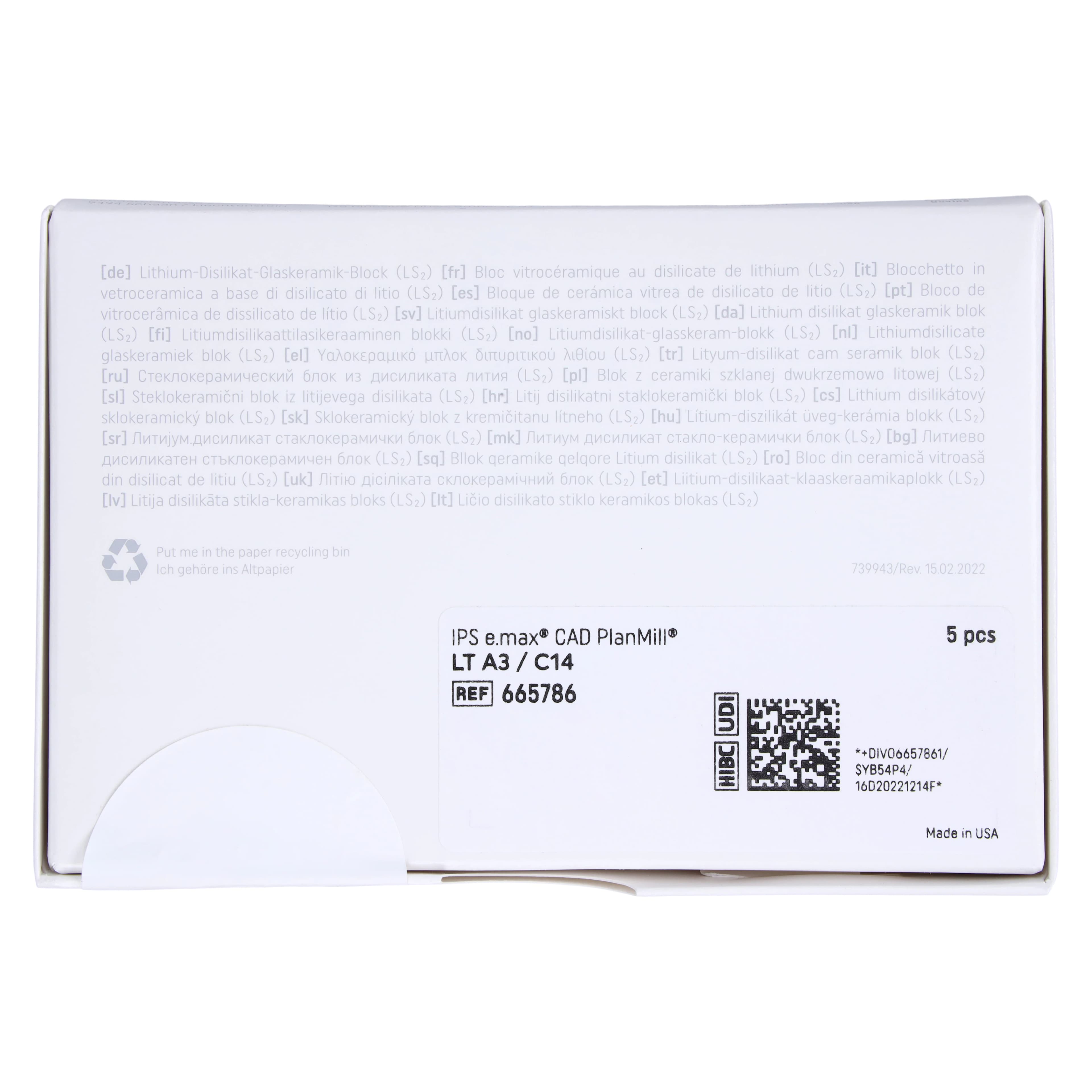 IPS e.max CAD PlanMill Blocks, Low Translucency, Shade A3, Size C14, 5/Box thumbnail 7