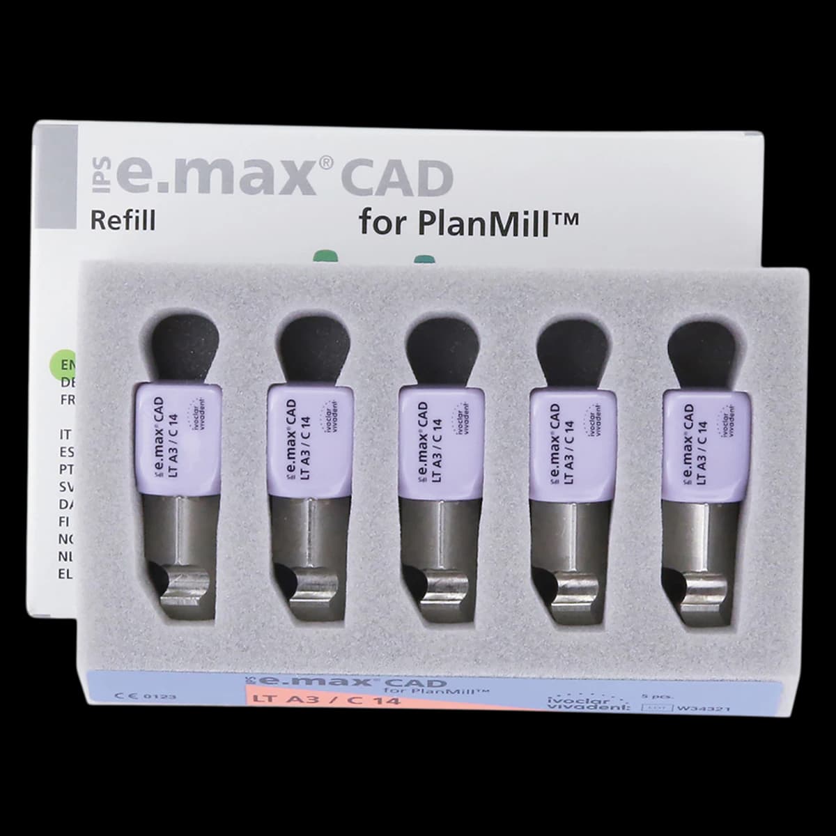 IPS e.max CAD PlanMill Blocks, Low Translucency, Shade A3, Size C14, 5/Box thumbnail 2