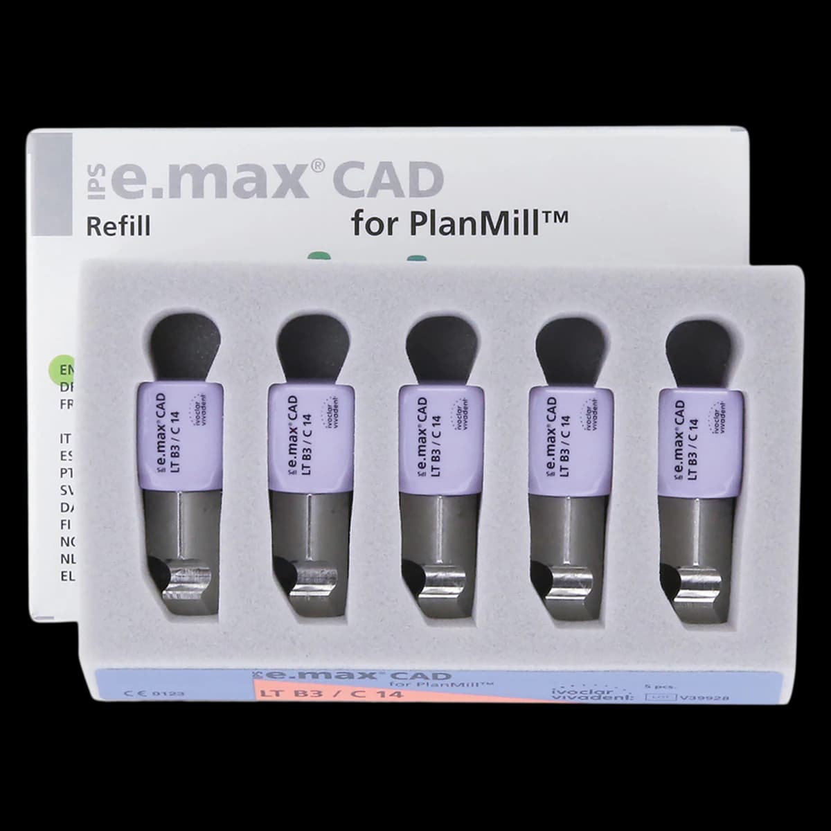 IPS e.max CAD PlanMill Blocks, Low Translucency, Shade B3, Size C14, Pack of 5 - IPS e.max CAD Blocks PlanMill LT B3 C14 (5) - Image 1