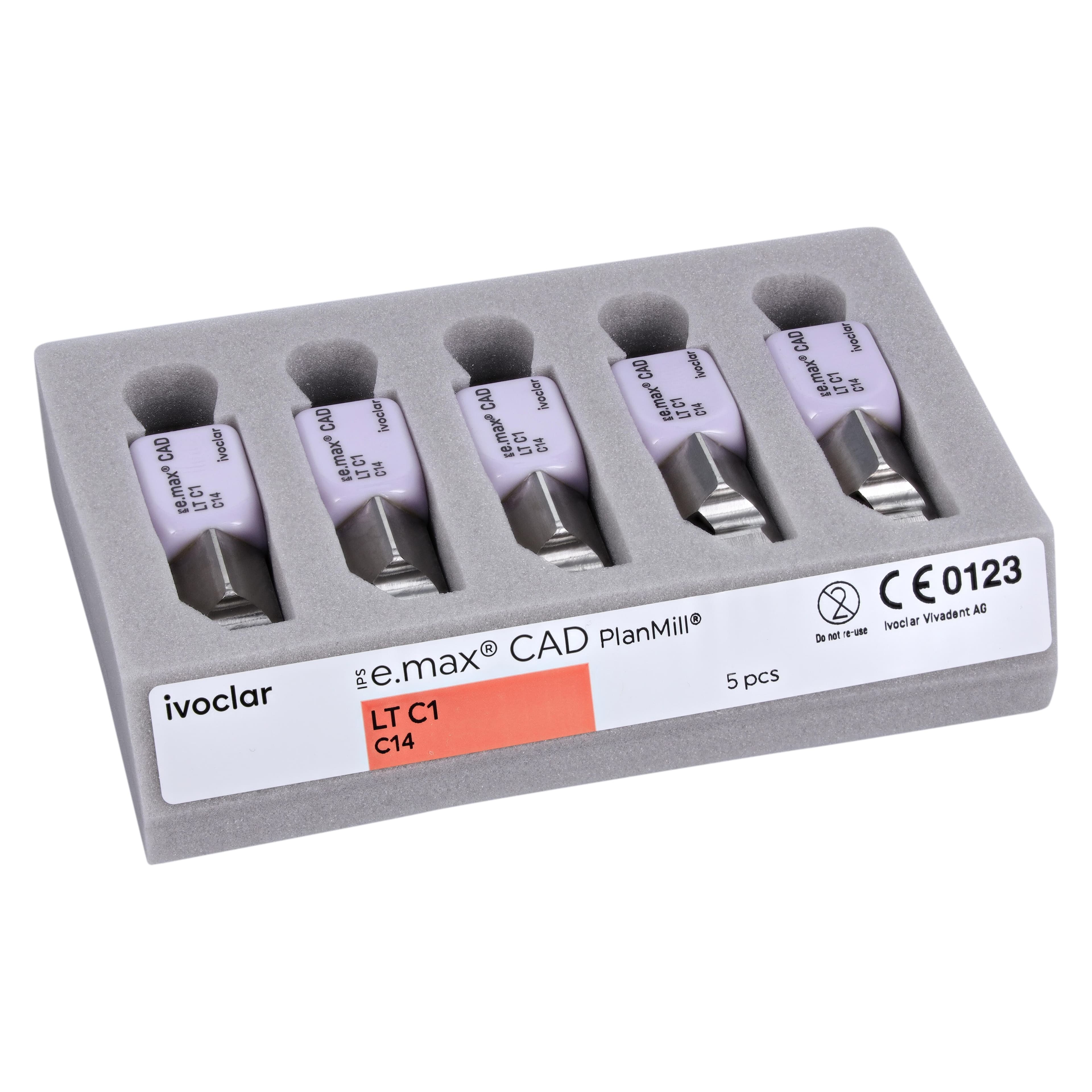 IPS e.max CAD PlanMill Blocks, Low Translucency, Shade C1, Size C14, 5/Box thumbnail 3