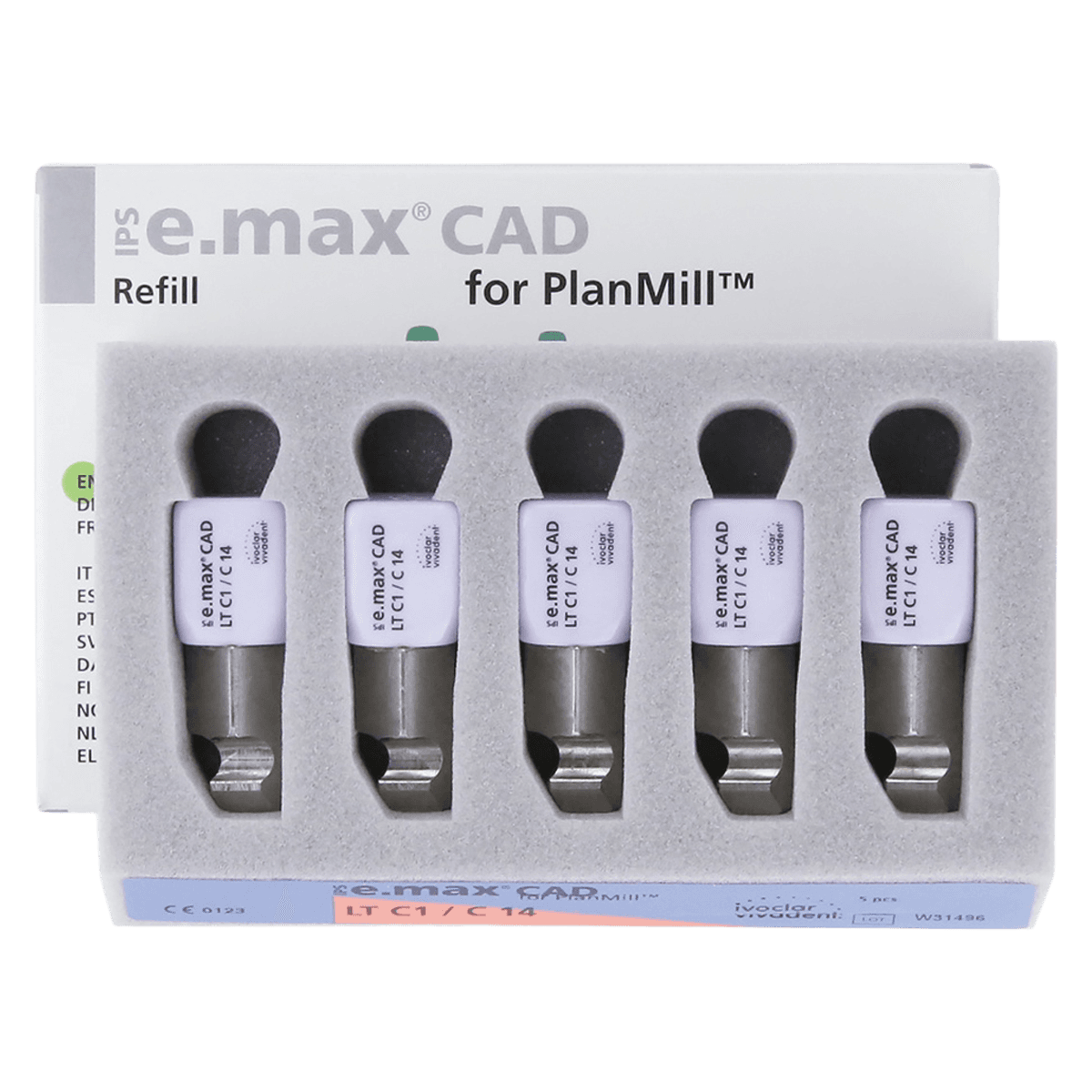 IPS e.max CAD PlanMill Blocks, Low Translucency, Shade C1, Size C14, 5/Box thumbnail 2