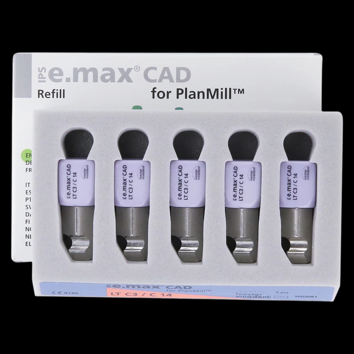 IPS e.max CAD PlanMill LT C3 C14 Lithium Disilicate Milling Blocks, Low Translucency, Shade C3, 5/Box - IPS e.max CAD Blocks PlanMill LT C3 C14 (5) - Image 1