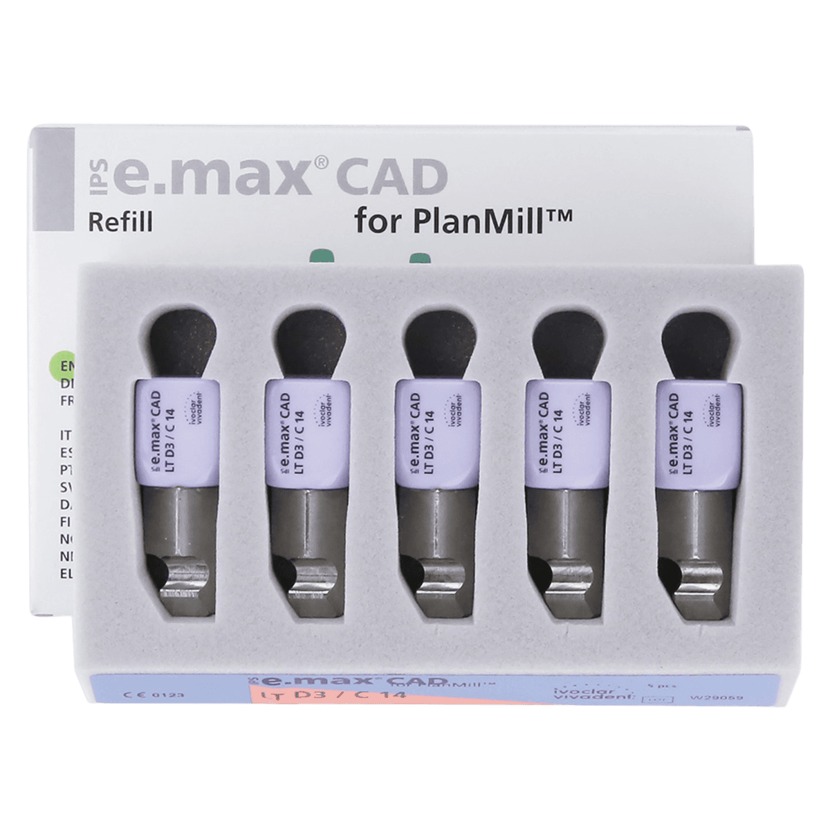 IPS e.max CAD PlanMill LT D3 C14 Milling Blocks, Low Translucency, Shade D3, 5/Box thumbnail 2