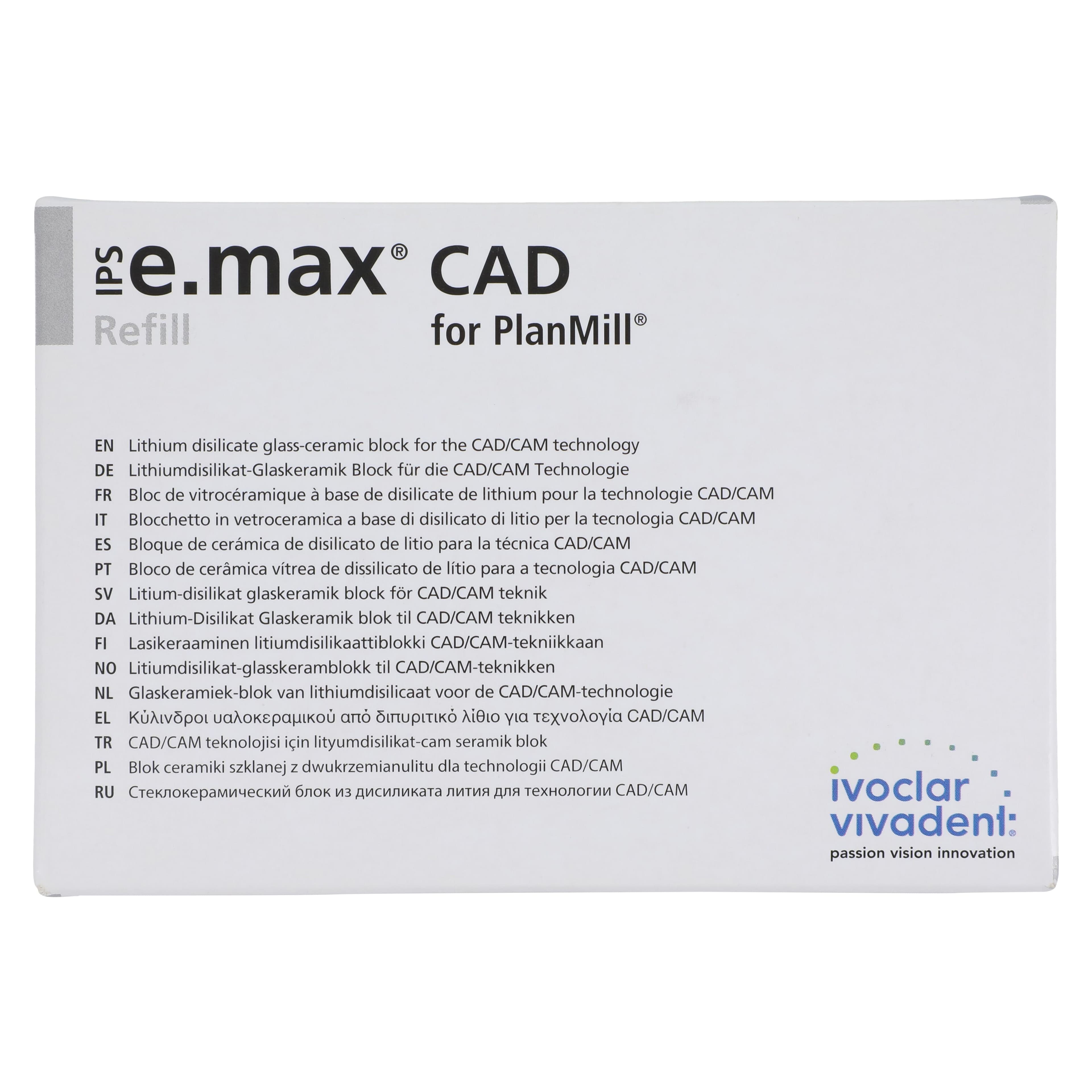 IPS e.max CAD PlanMill LT D4 C14 Milling Blocks, Low Translucency, Shade D4, 5/Box thumbnail 4