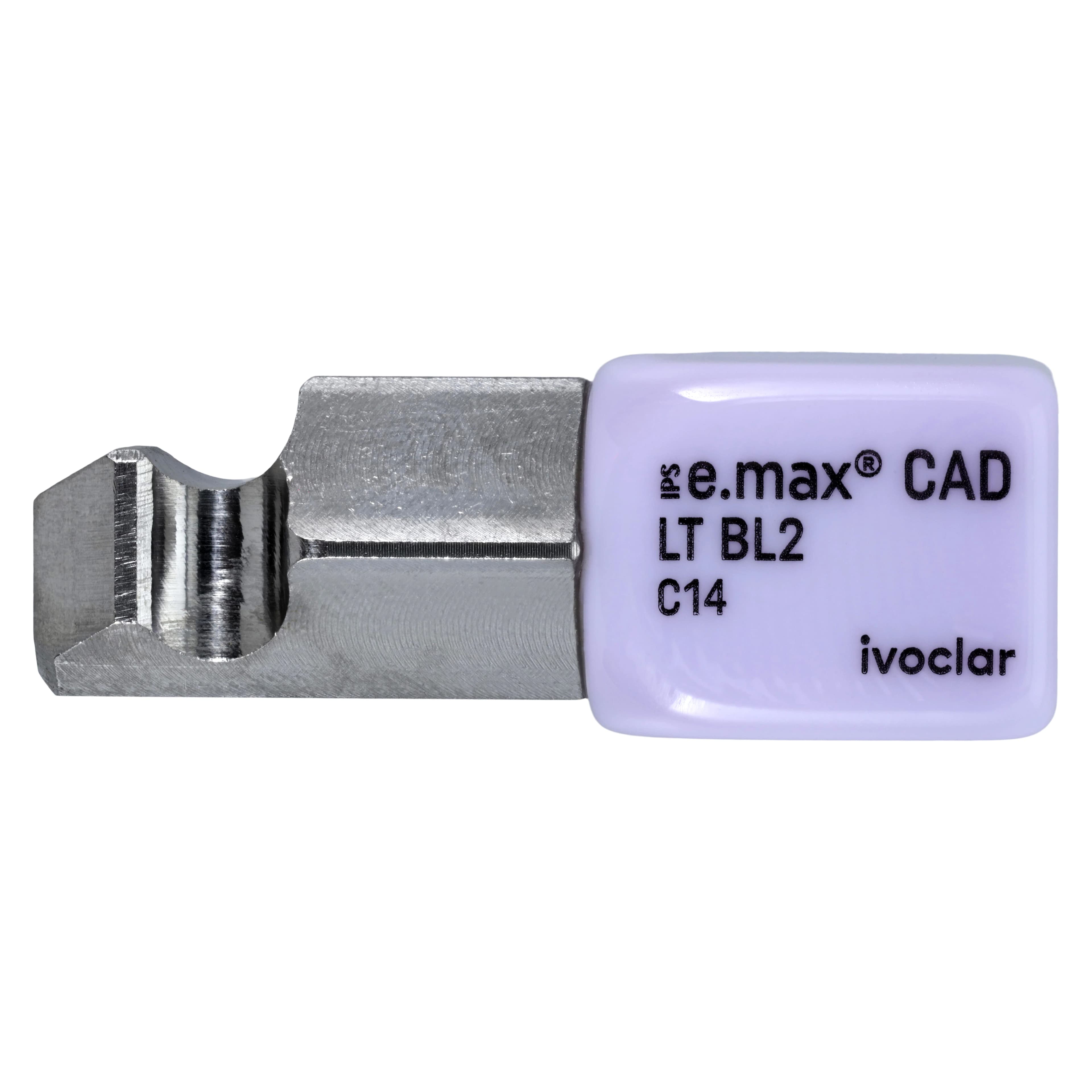 IPS e.max CAD PlanMill Blocks, Low Translucency (LT), C14, Shade BL2, 5/Box - IPS e.max CAD Blocks PlanMill LT BL2 C14 (5) - Image 1