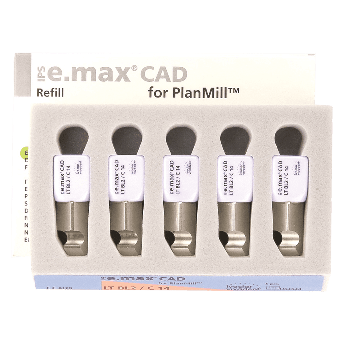 IPS e.max CAD PlanMill Blocks, Low Translucency (LT), C14, Shade BL2, 5/Box thumbnail 2
