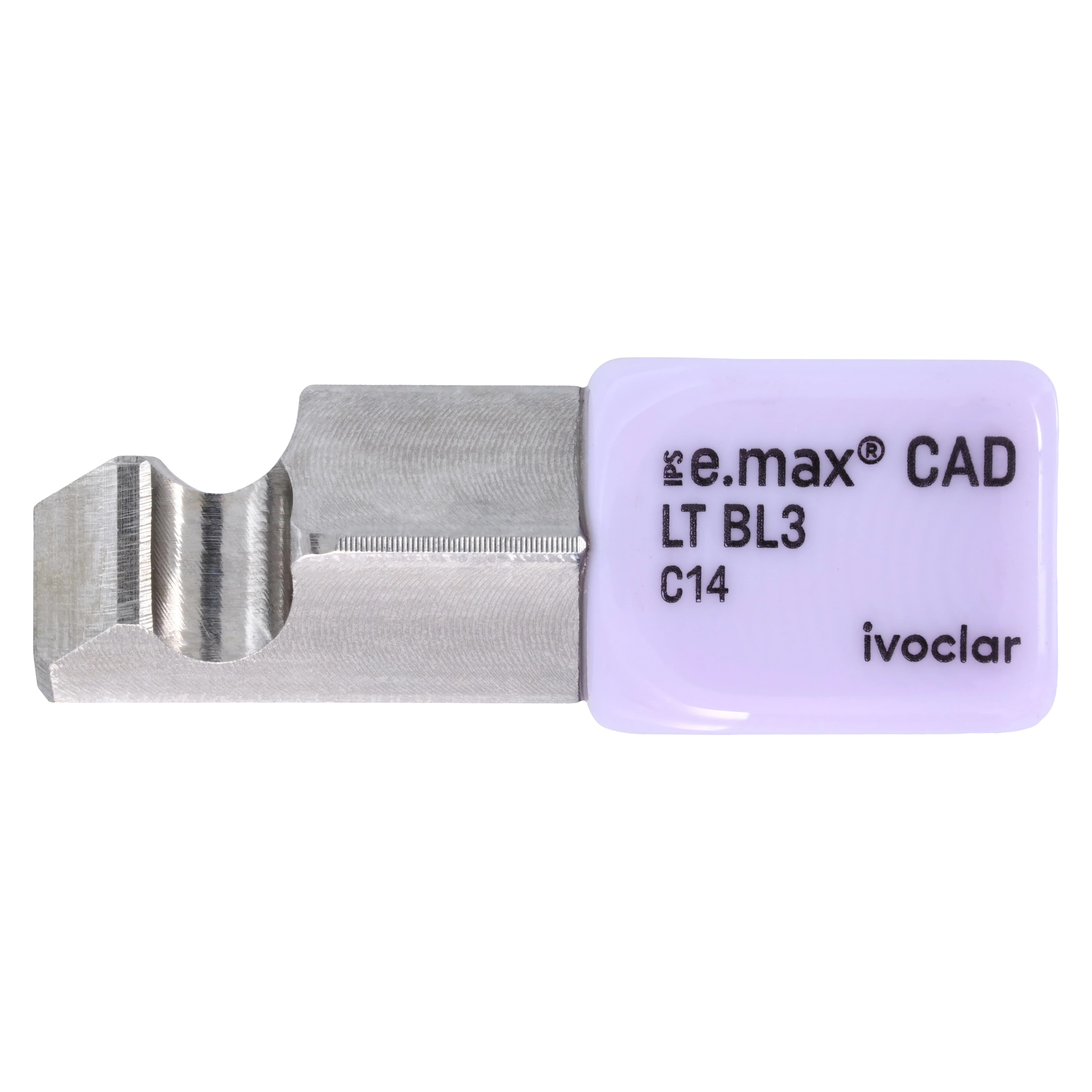 IPS e.max CAD PlanMill Blocks, Low Translucency, Shade BL3, Size C14, 5/Box - IPS e.max CAD Blocks PlanMill LT BL3 C14 (5) - Image 1