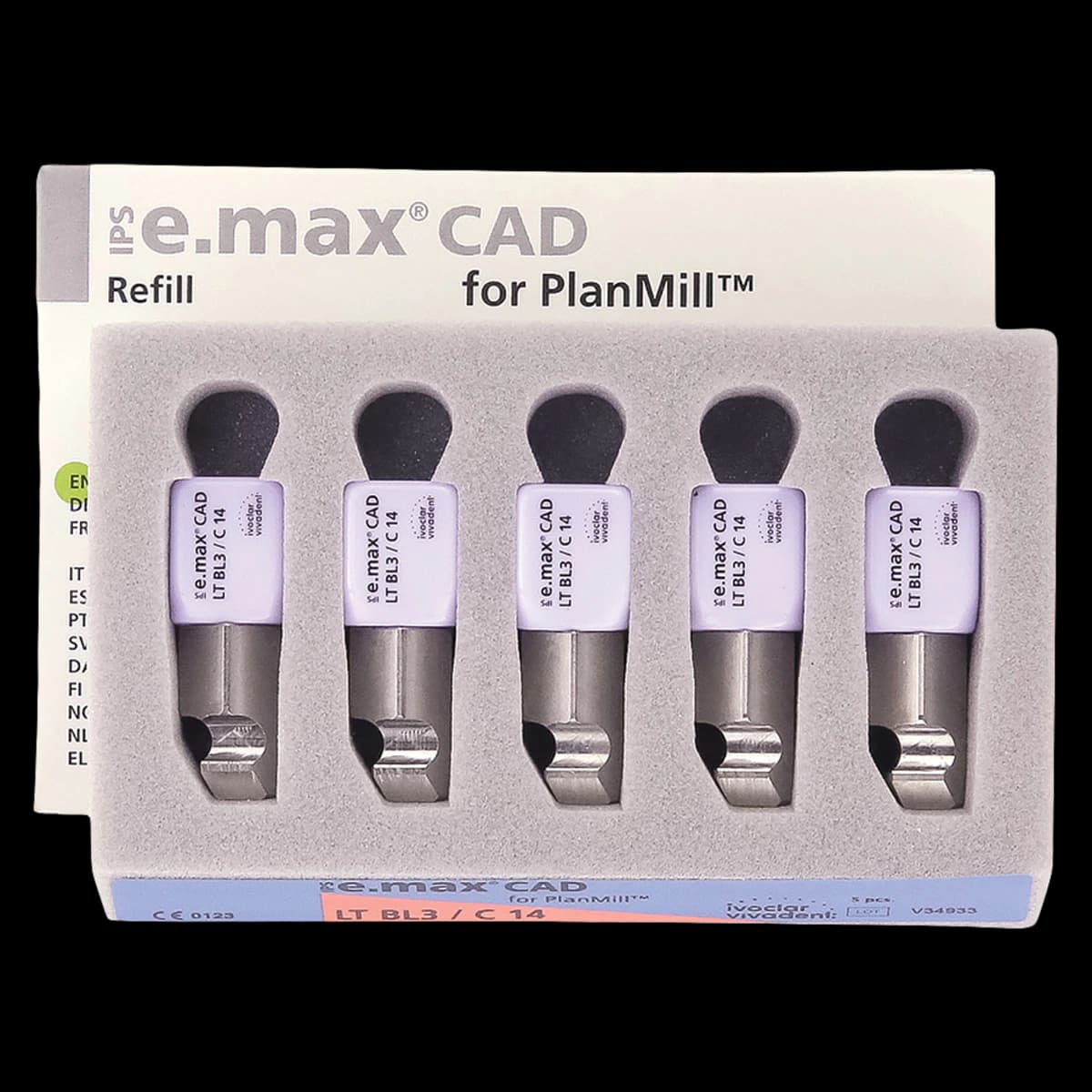 IPS e.max CAD PlanMill Blocks, Low Translucency, Shade BL3, Size C14, 5/Box thumbnail 2