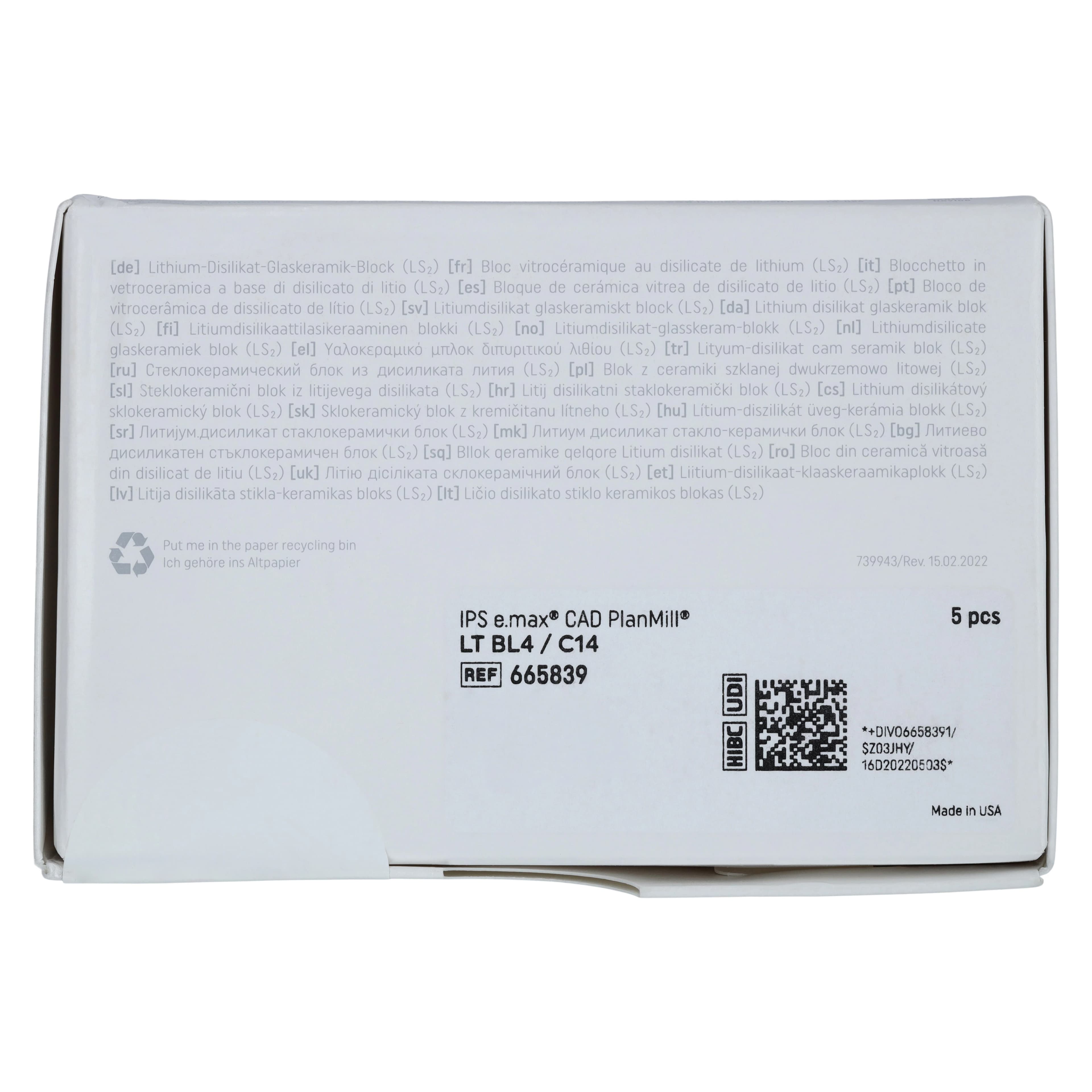 IPS e.max CAD PlanMill Blocks, Low Translucency (LT), C14, Shade BL4, 5/Box thumbnail 7