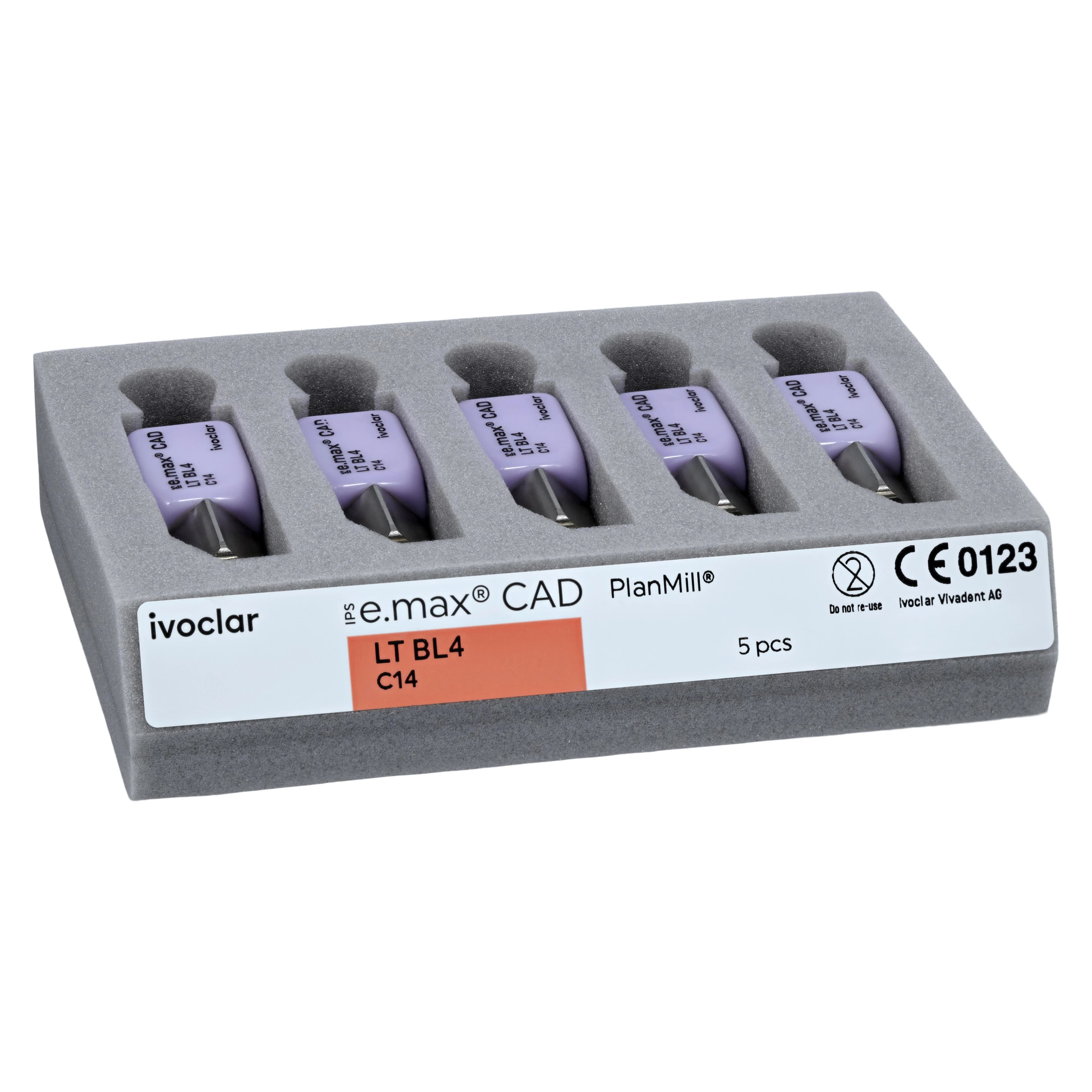 IPS e.max CAD PlanMill Blocks, Low Translucency (LT), C14, Shade BL4, 5/Box thumbnail 3