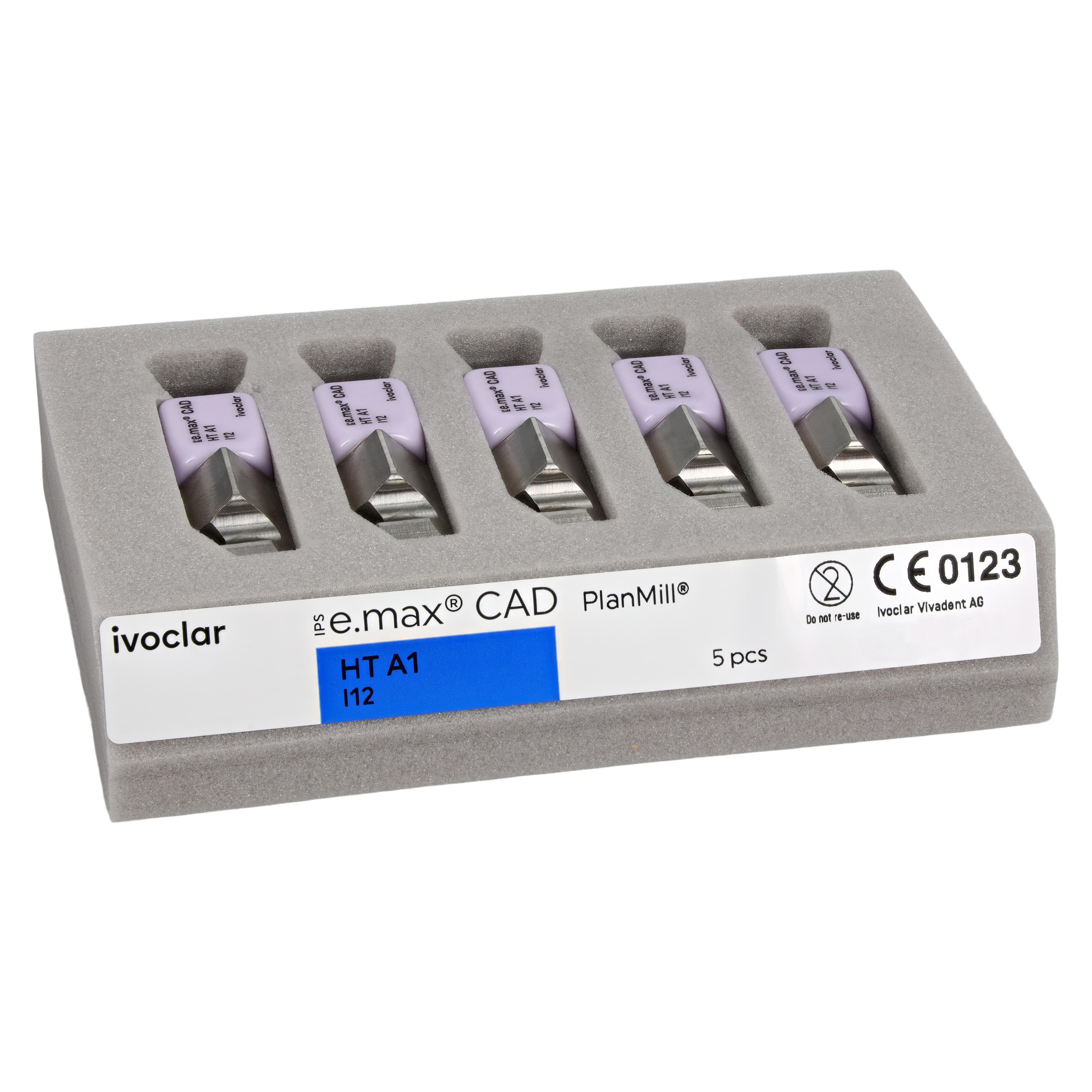 IPS e.max CAD Lithium Disilicate Milling Block for PlanMill, High Translucency, Shade A1, Size I12, Pack of 5 thumbnail 3