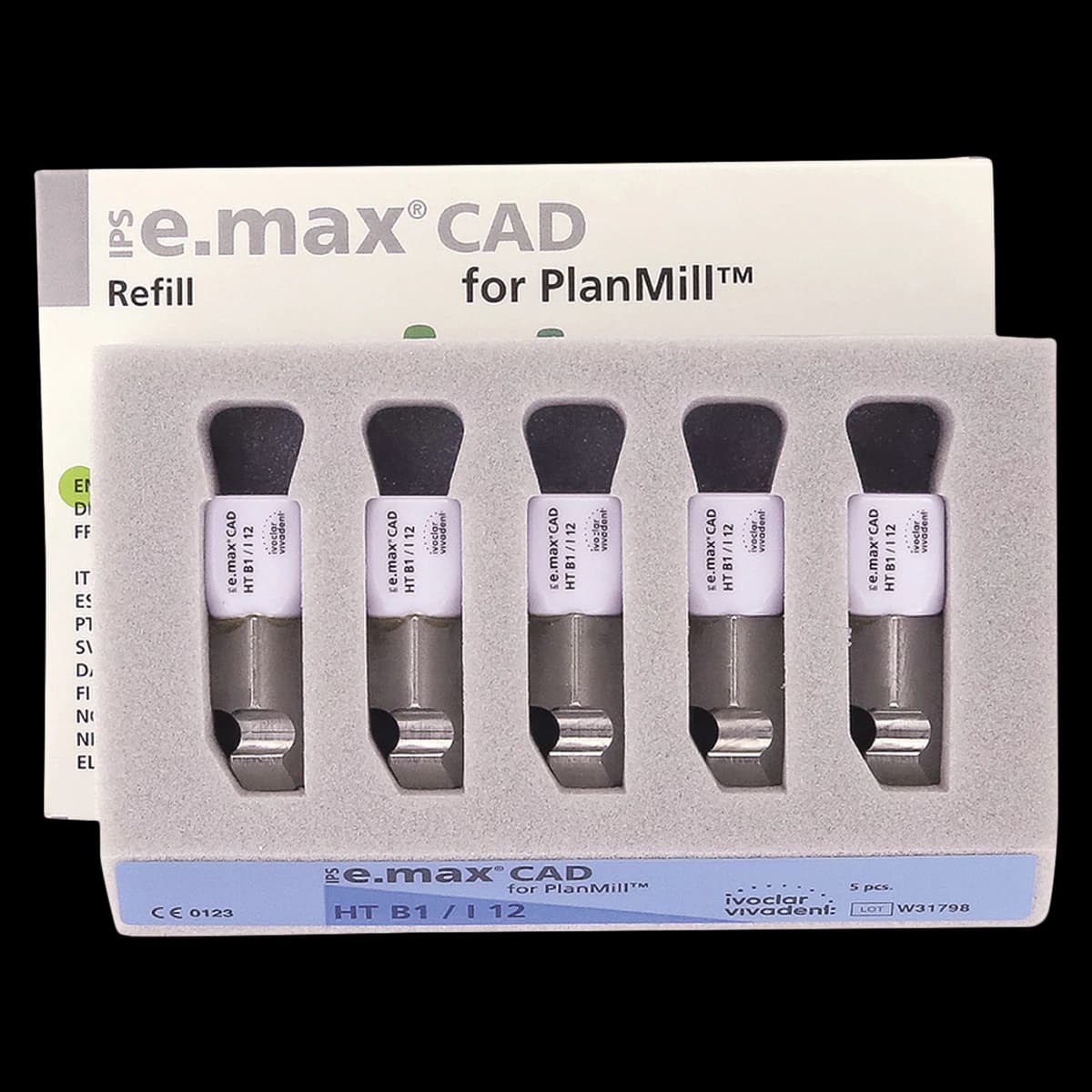 IPS e.max CAD PlanMill Blocks, High Translucency, Shade B1, Size I12, 5/Box thumbnail 2