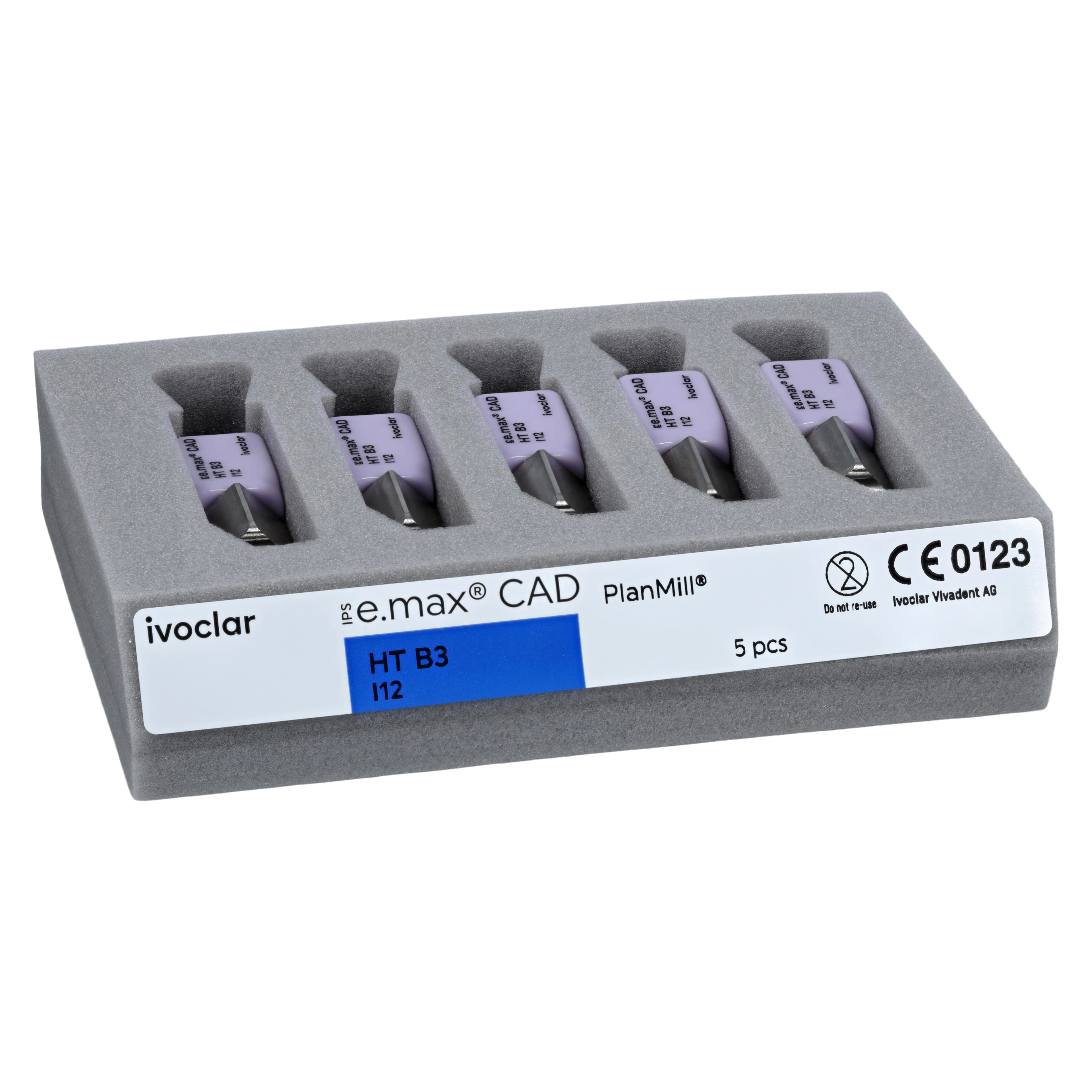 IPS e.max CAD PlanMill Blocks, High Translucency, Shade B3, Size I12, Pack of 5 thumbnail 3
