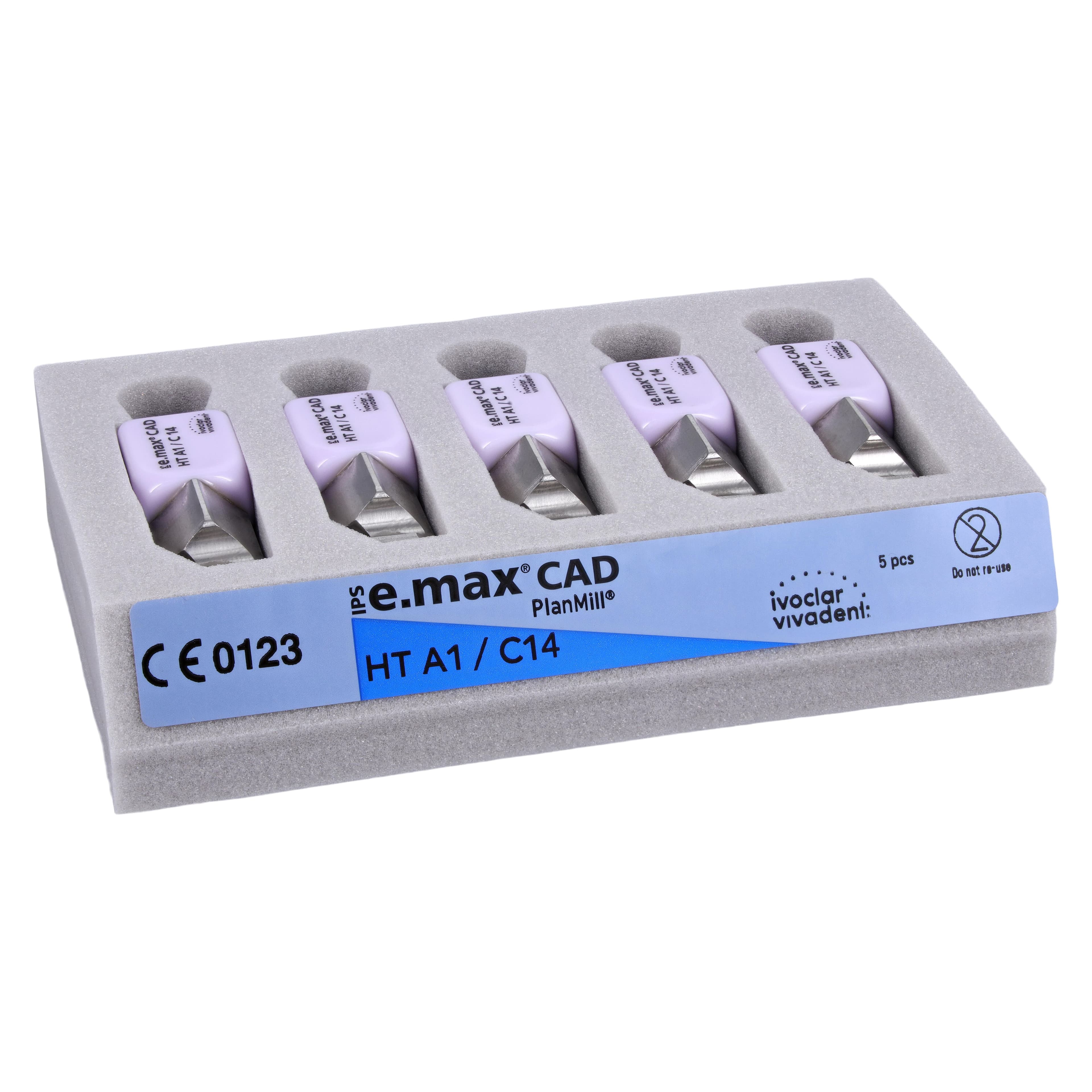 IPS e.max CAD PlanMill HT A1 C14 Milling Blocks, High Translucency, Lithium Disilicate, Shade A1, 5/Box thumbnail 3