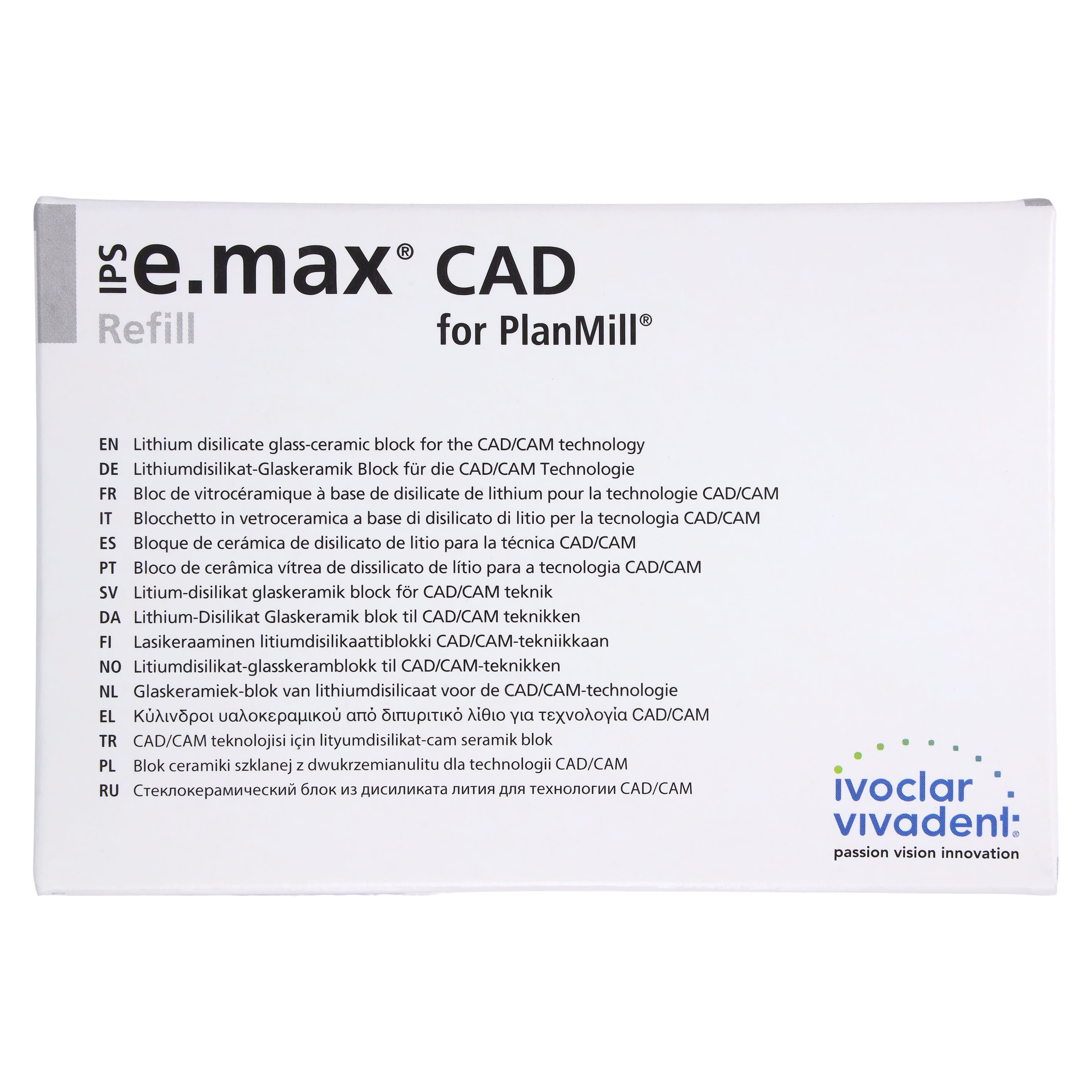 IPS e.max CAD PlanMill HT A1 C14 Milling Blocks, High Translucency, Lithium Disilicate, Shade A1, 5/Box thumbnail 4