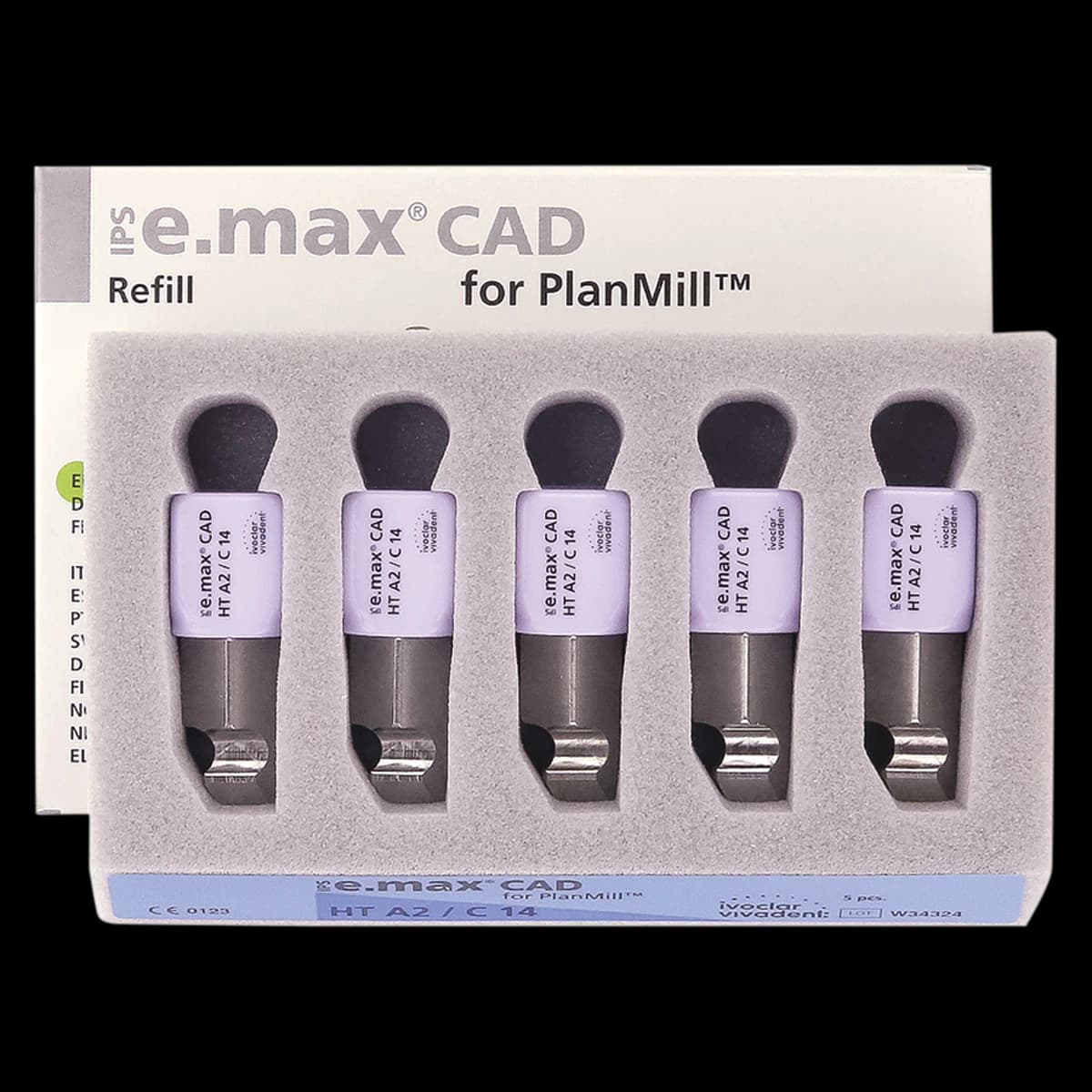IPS e.max CAD PlanMill HT A2 C14 Milling Blocks, High Translucency, Lithium Disilicate, 5/Box thumbnail 2