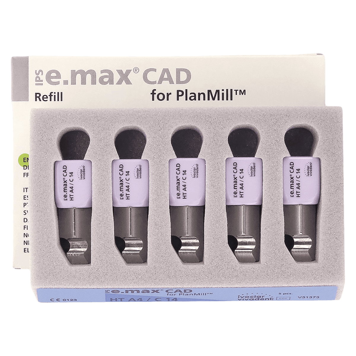 IPS e.max CAD PlanMill Blocks, High Translucency, C14, Shade A4, 5/Box thumbnail 2