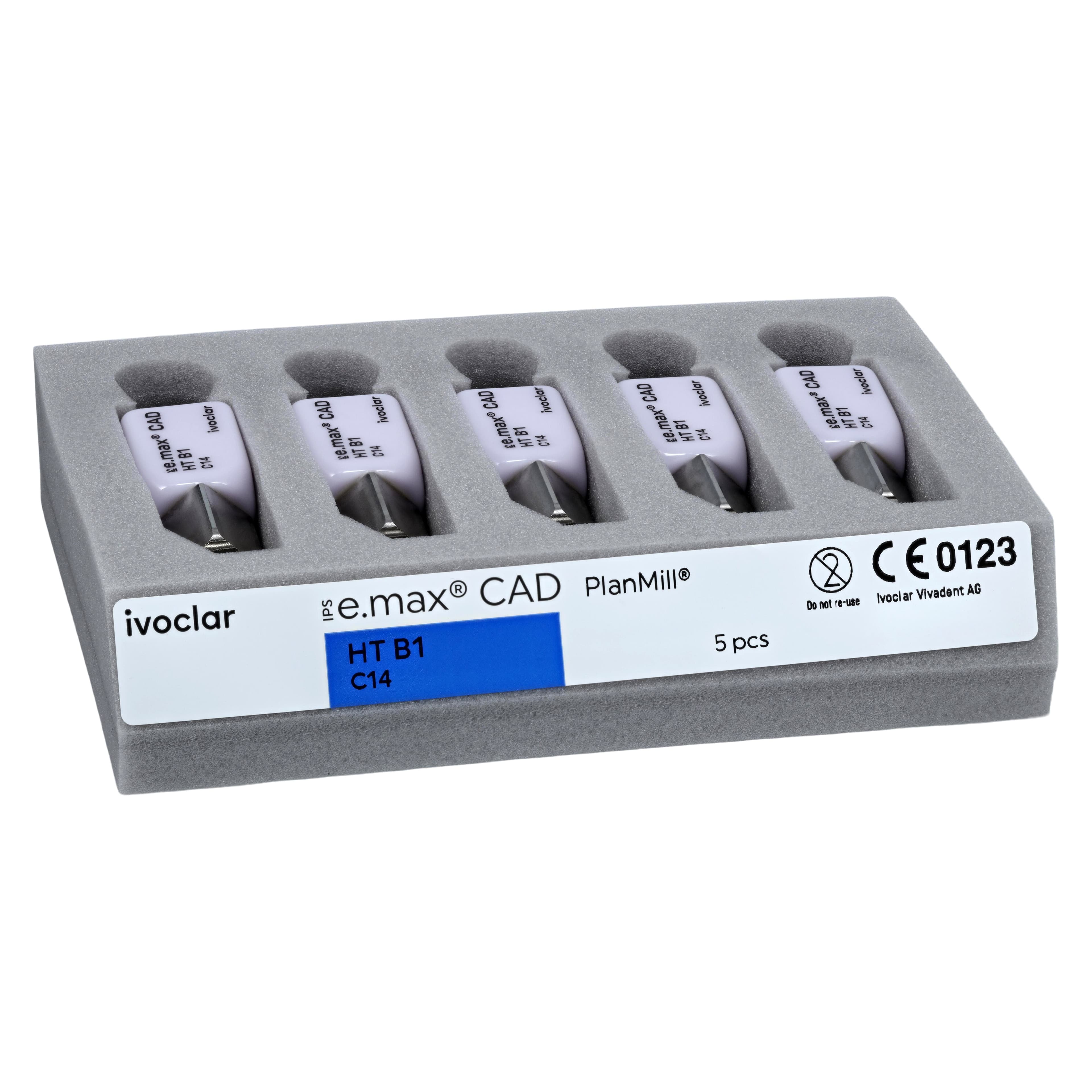 IPS e.max CAD PlanMill HT B1 C14 Milling Blocks, High Translucency, Shade B1, 5/Pkg thumbnail 3